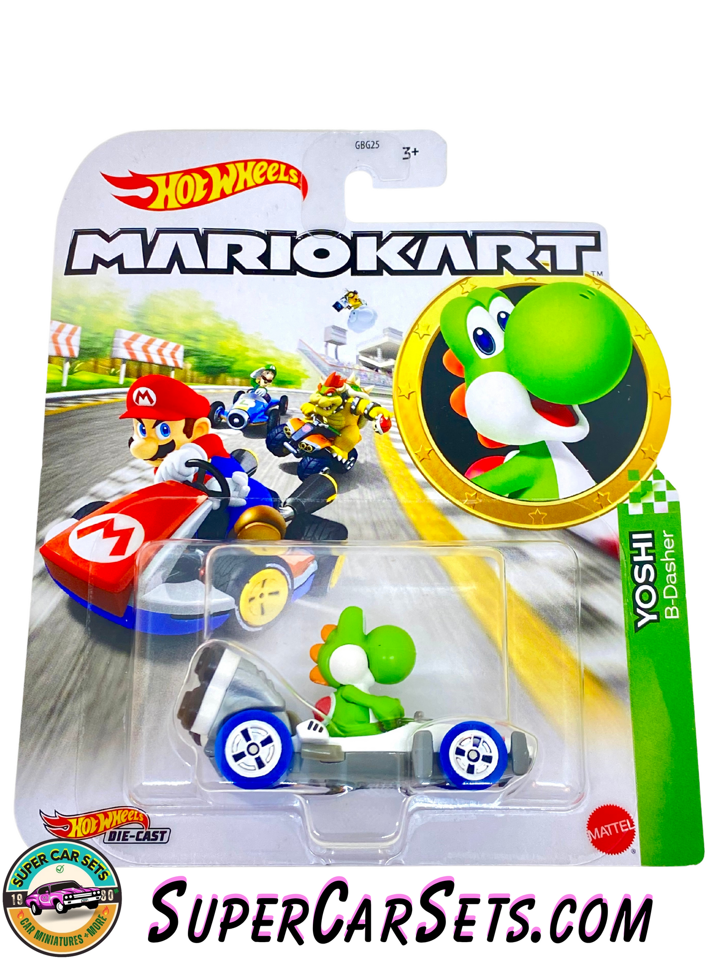 Yoshi - B-Dasher - Mario Kart Hot Wheels (card slightly bent)