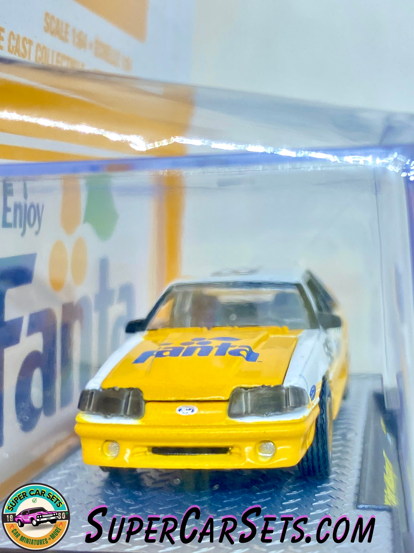 Fanta Pineapple 1988 Ford Mustang made by M2 Machines