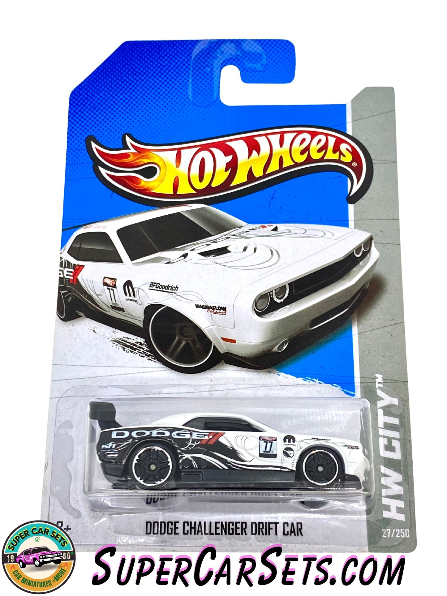 Dodge Challenger Drift Car (Dodge Racing '77' Graphics) (TREASURE HUNT) - Hot Wheels HW City - 2013 (27/250)