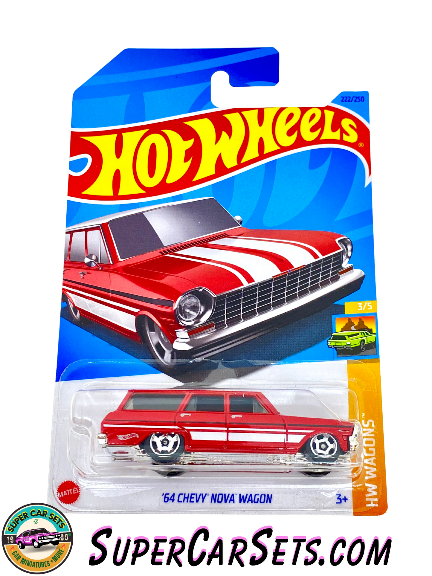 64 Chevy Nova Wagon (red colour) - Hot Wheels HW Wagons - 2023 (3/5) (222/250)