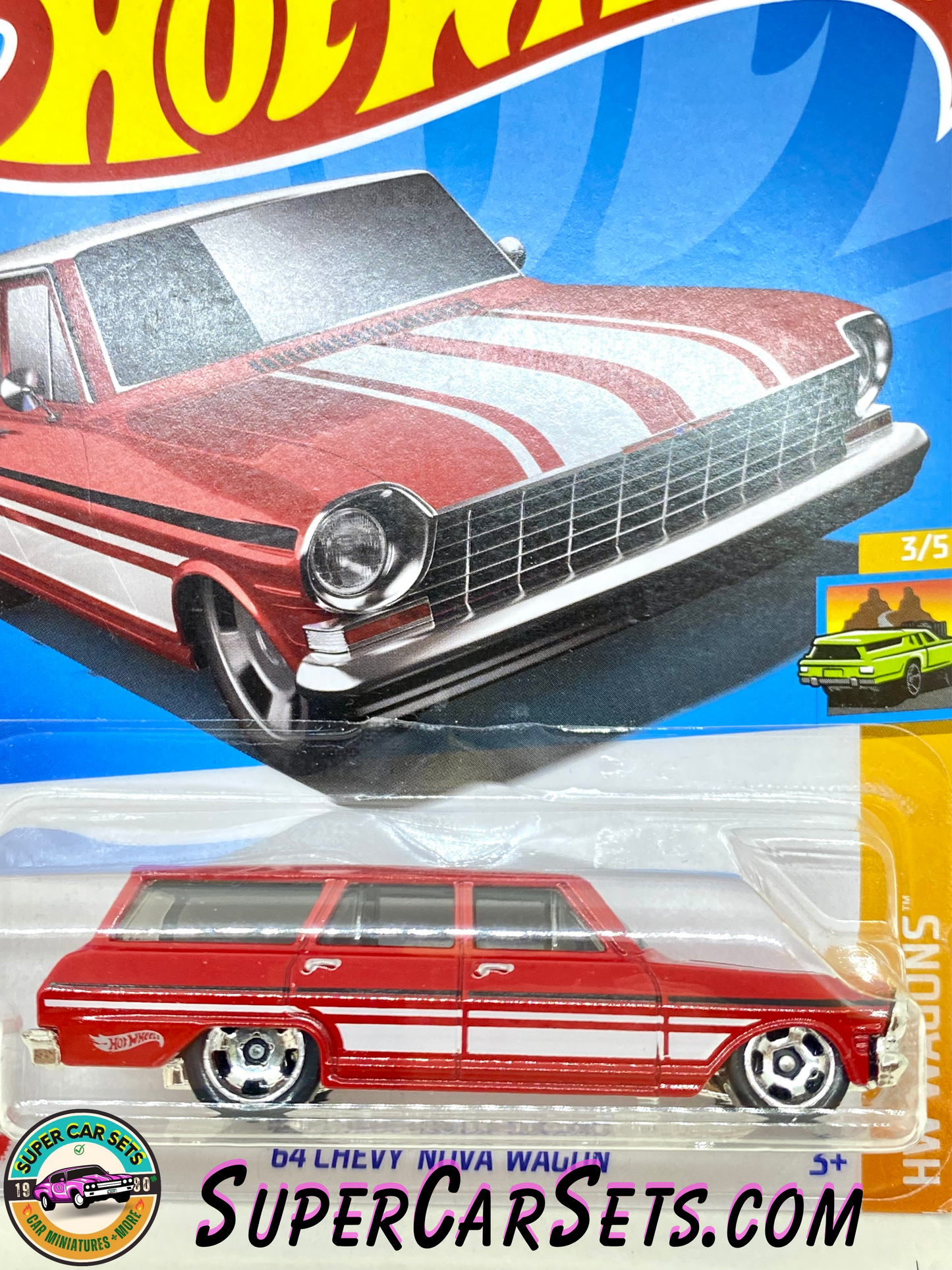 64 Chevy Nova Wagon (red colour) - Hot Wheels HW Wagons - 2023 (3/5) (222/250)