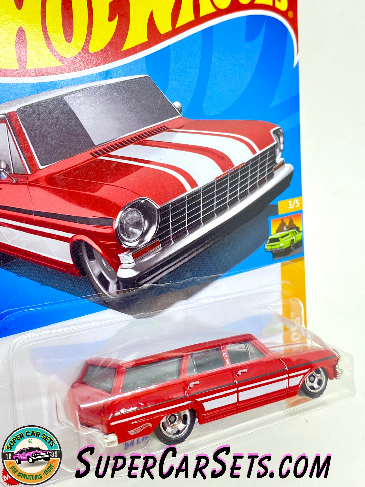 64 Chevy Nova Wagon (red colour) - Hot Wheels HW Wagons - 2023 (3/5) (222/250)