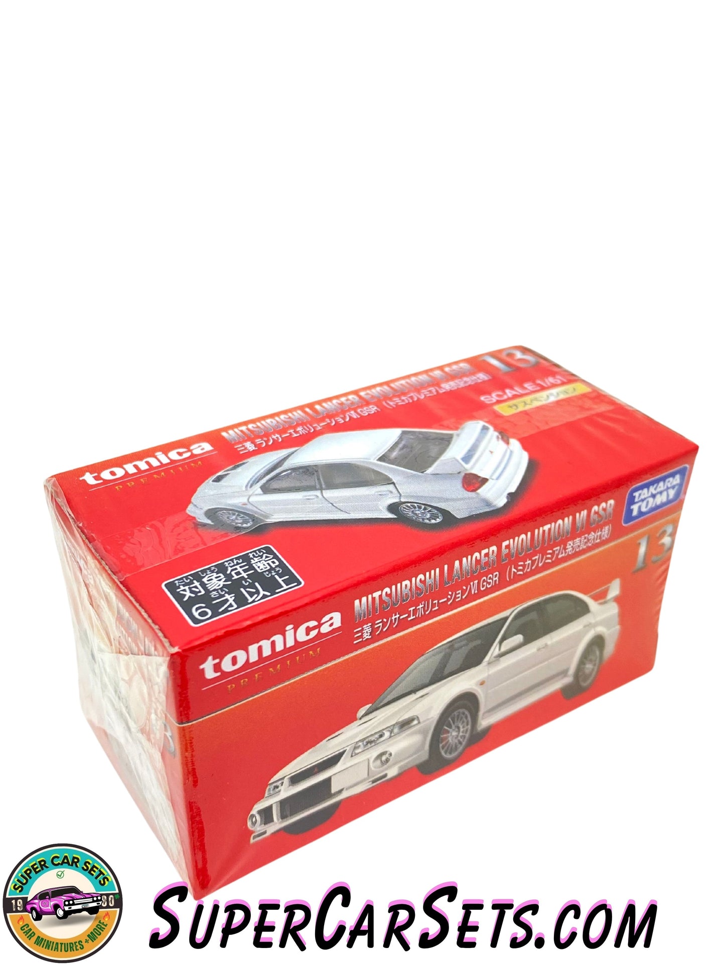 Mitsubishi Lancer Evolution VI GSR (1:61 scale) (white colour) - Tomica Premium (#13)