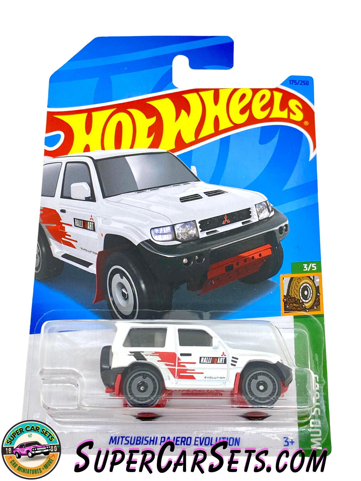 Mitsubishi Pajero Evolution (white colour) - Hot Wheels Mud Studs - 2023 (3/5) (175/250)