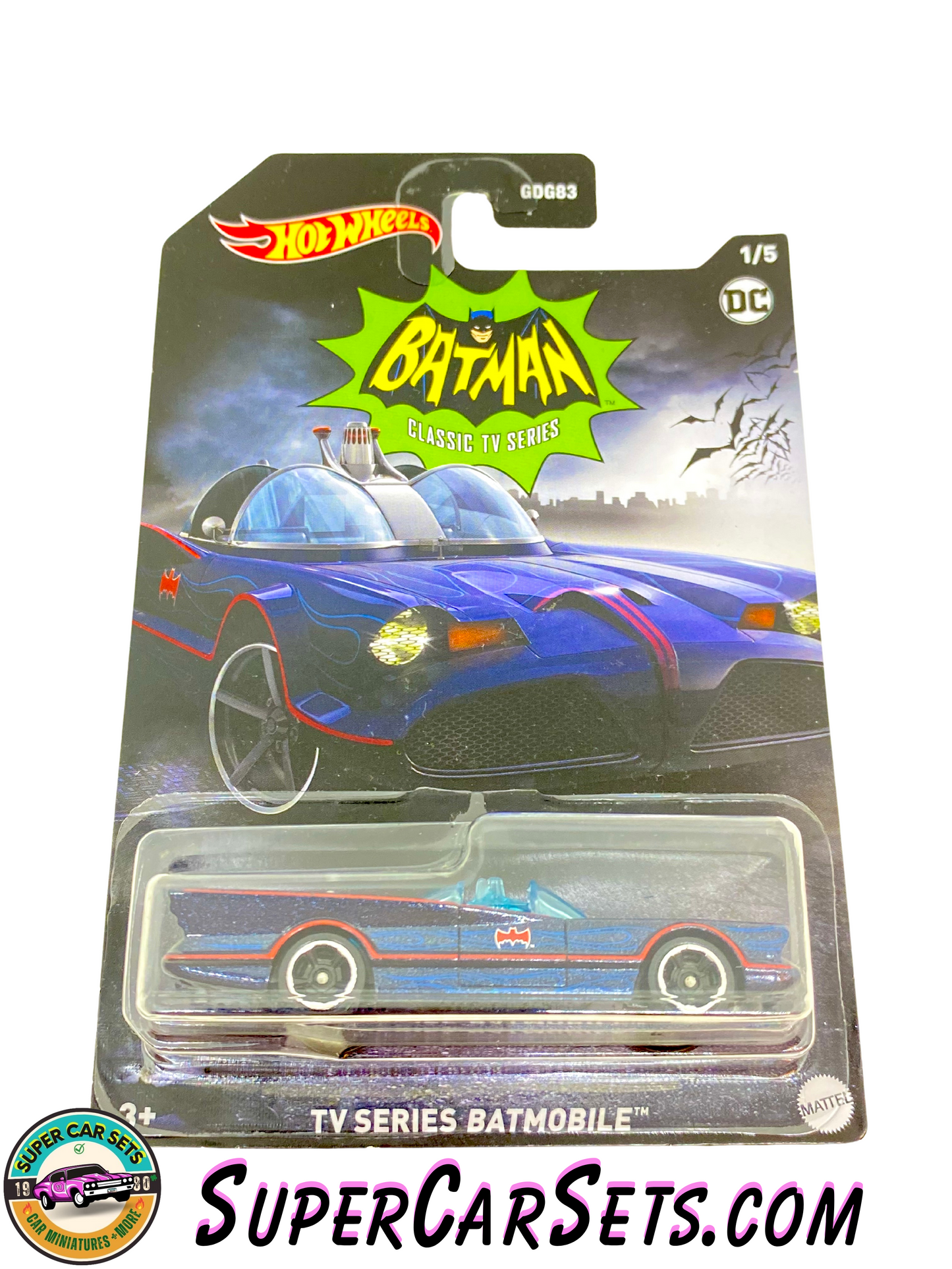 TV Series Batmobile (card slightly cracked) - Hot Wheels DC Batman 2023 (1/5) (HLK44)