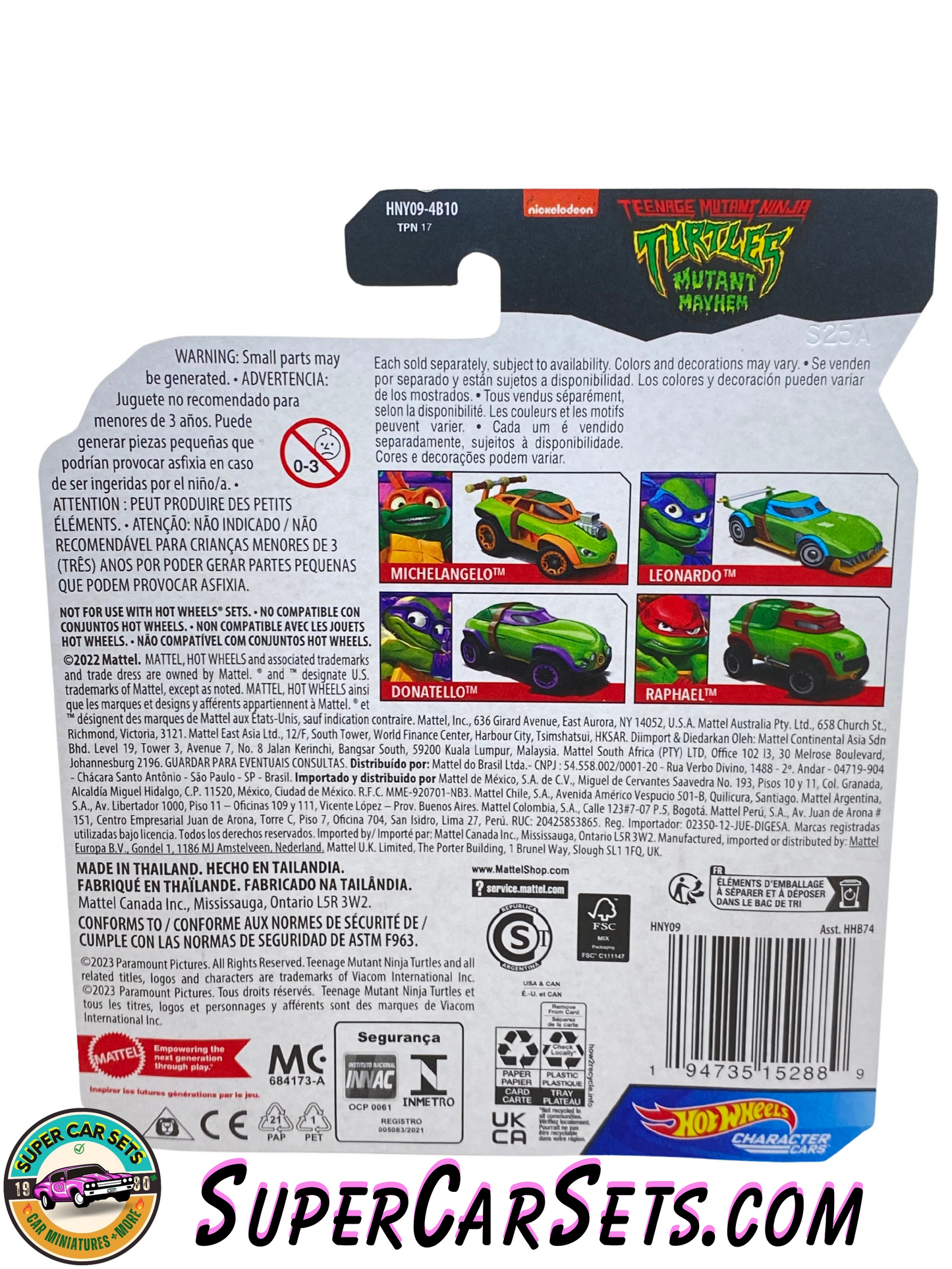 Michelangelo - Teenage Mutant Ninja Turtles - Mutant Mayhem (Nickelodeon) - Hot Wheels Character Cars