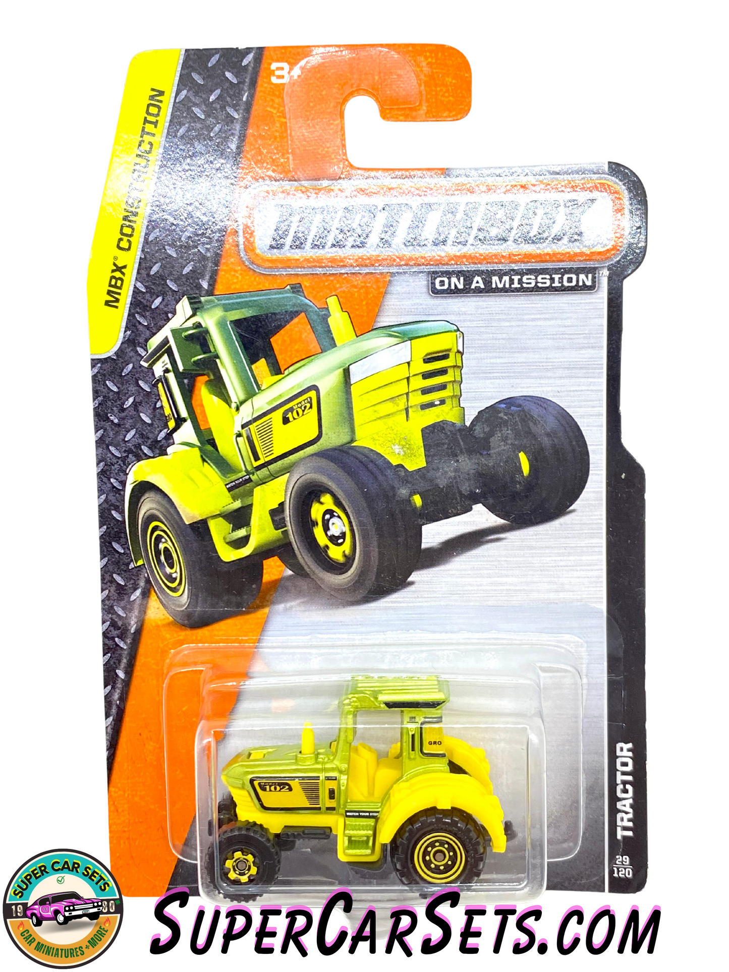 MBX Construction - Tractor (29/120) (BDV49) (Year launched 2014) (card aged) - Matchbox