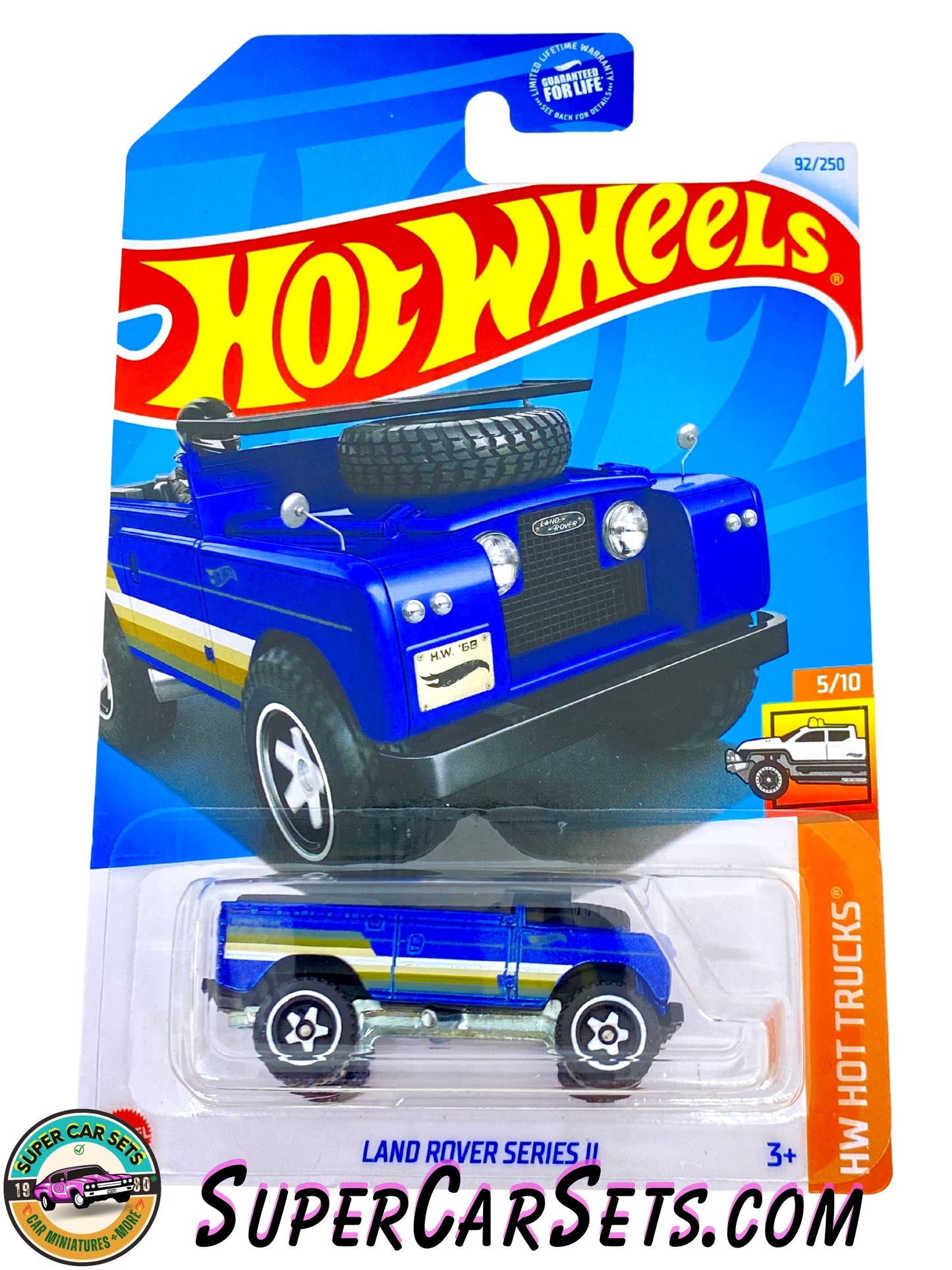 Land Rover Series II - Hot Wheels HW Hot Trucks - 2024 (5/10) (92/250) (Dark blue colour with white, yellow, and green stripes)