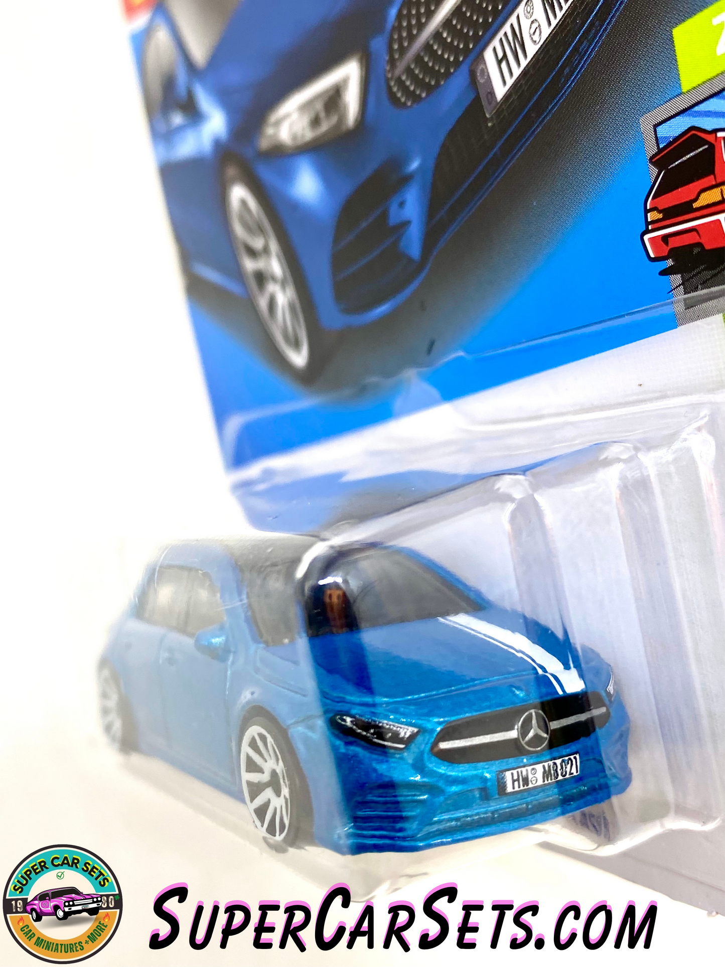 19 Mercedes-Benz A-Class (Blue colour) (card slightly bent) - Hot Wheels HW Hatchback - 2022 (2/5) (18/250)