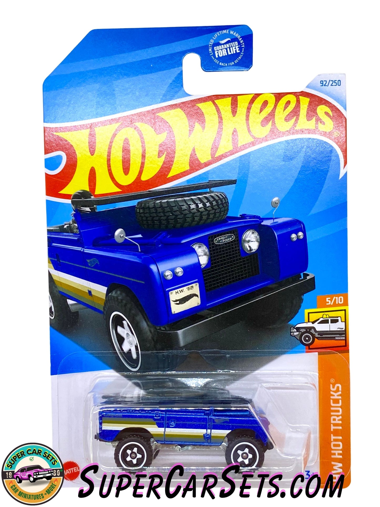 Land Rover Series II - Hot Wheels HW Hot Trucks - 2024 (5/10) (92/250) (Dark blue colour with white, yellow, and green stripes)