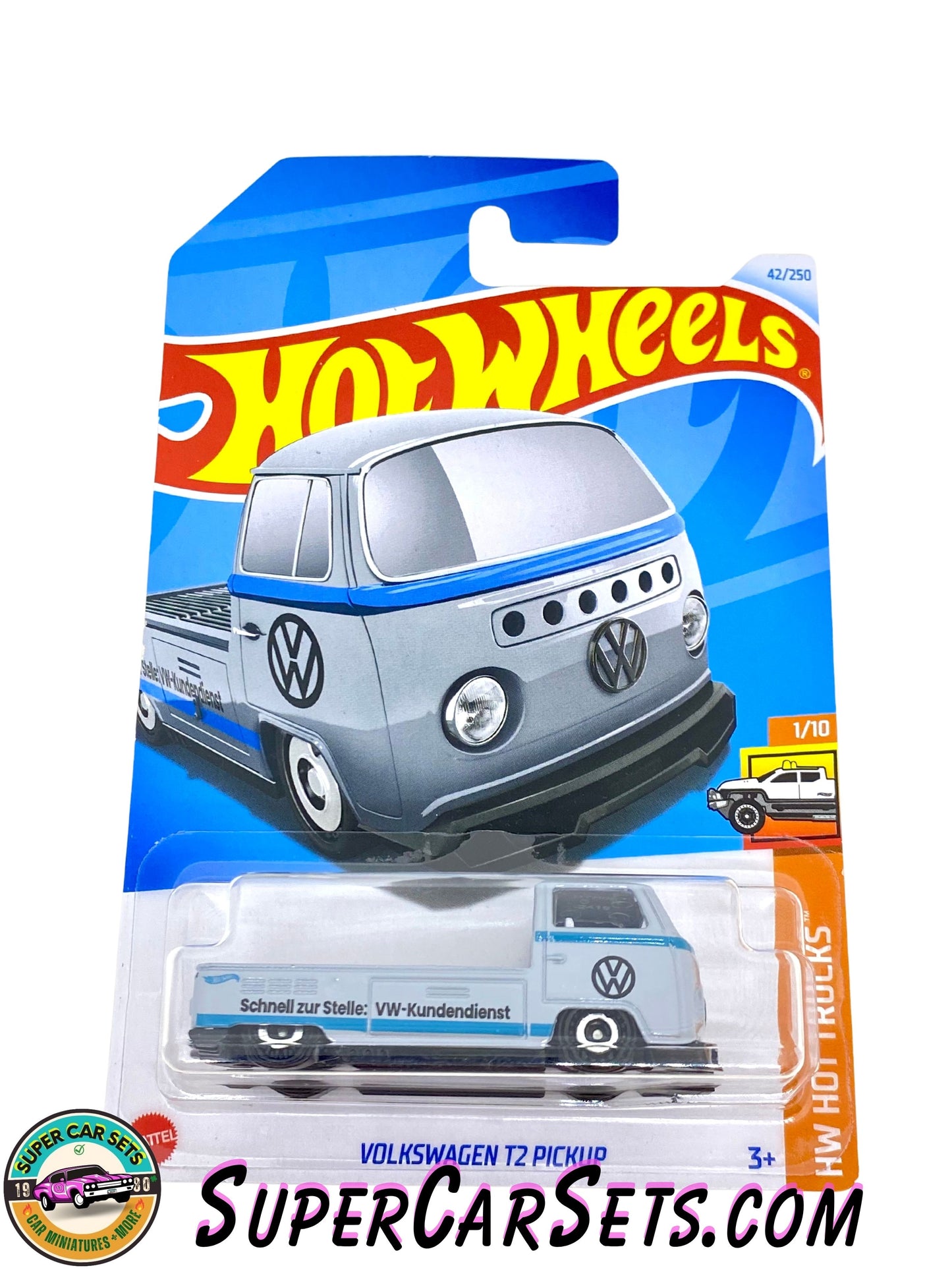 Volkswagen T2 Pickup - Hot Wheels HW Hot Trucks - 2024 (1/10) (42/250) (light grey with blue stripe)