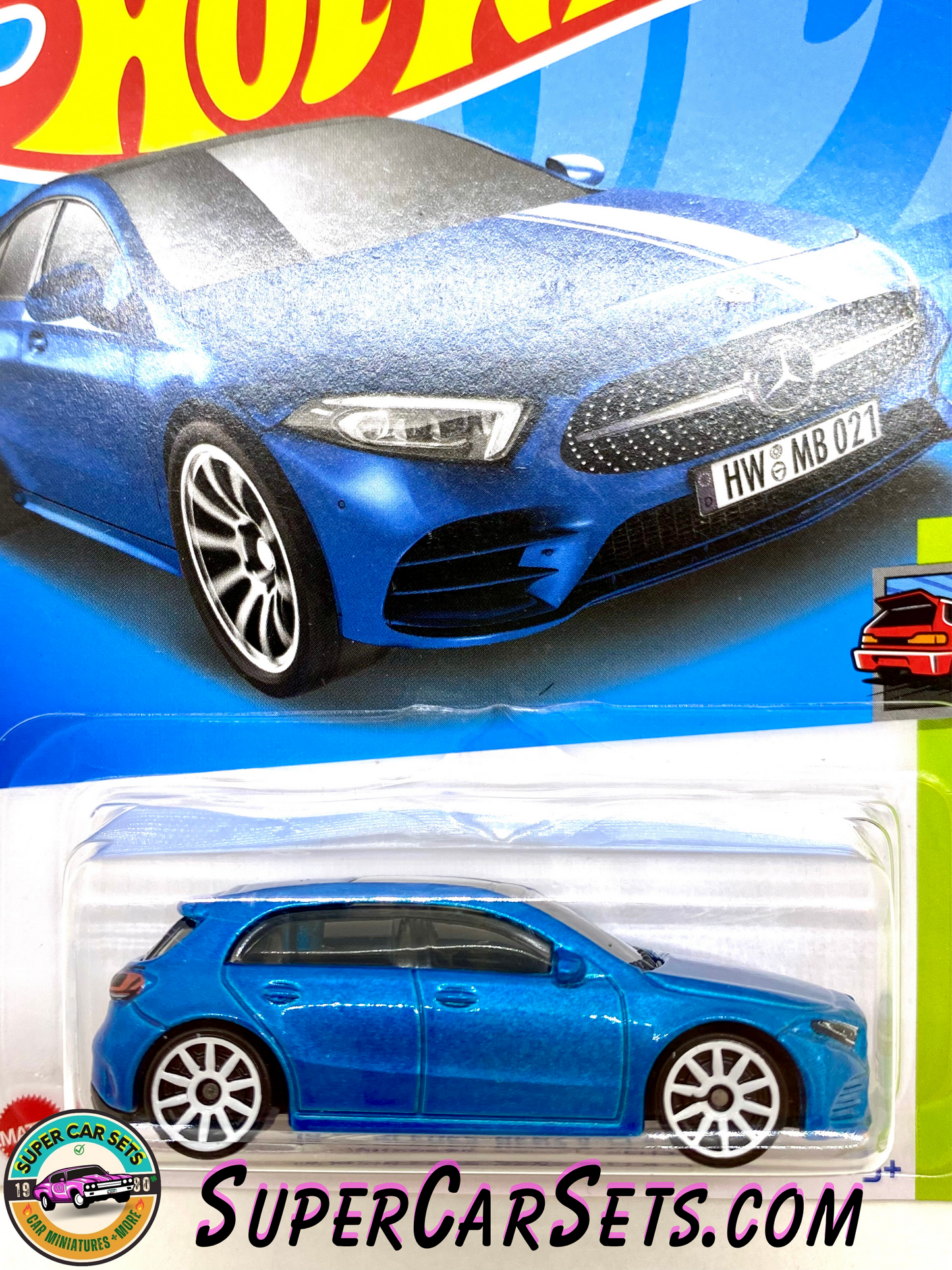 19 Mercedes-Benz A-Class (Blue colour) (card slightly bent) - Hot Wheels HW Hatchback - 2022 (2/5) (18/250)