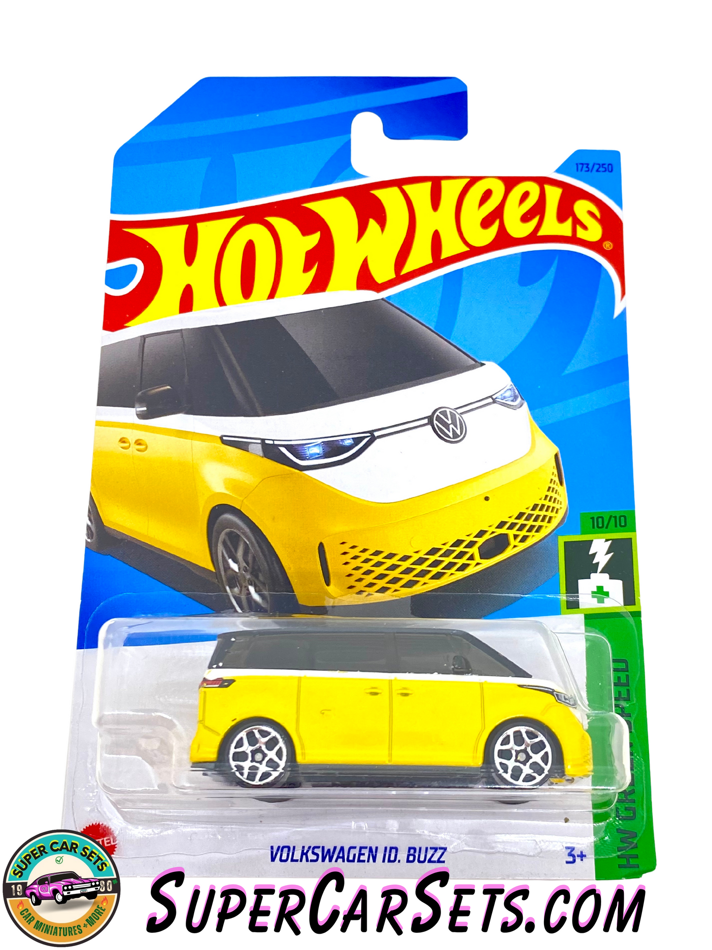 Volkswagen ID. Buzz (yellow colour) - Hot Wheels HW Green Speed 2023 (10/10) (173/250) (blister slightly bent)