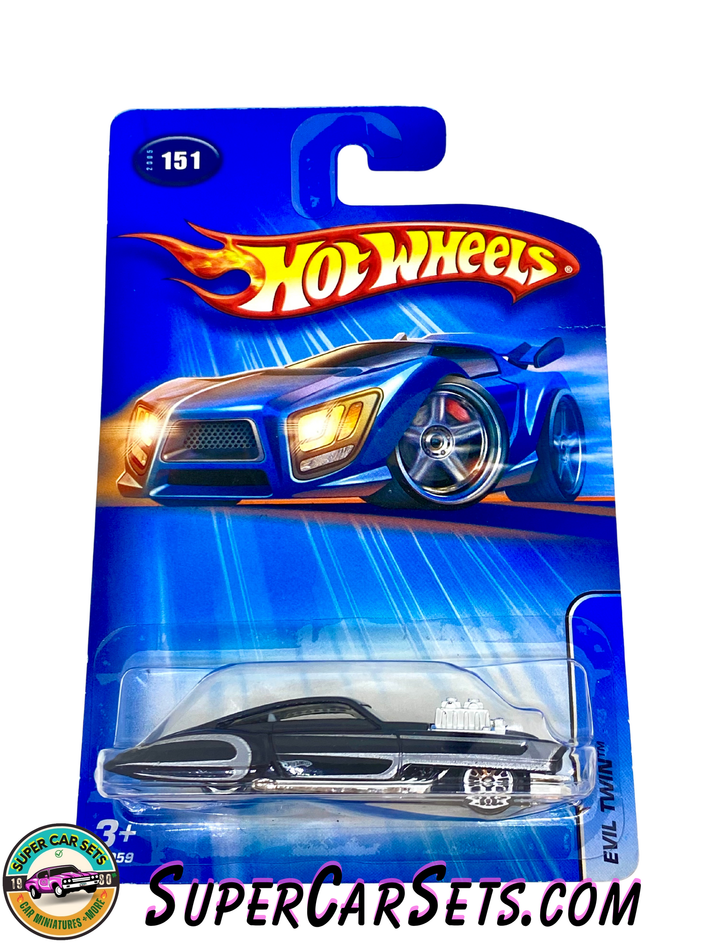 Hot Wheels (VINTAGE) (Year launched 2004) - Evil Twin (black colour) (#151) (#H9059) (card slightly damaged)