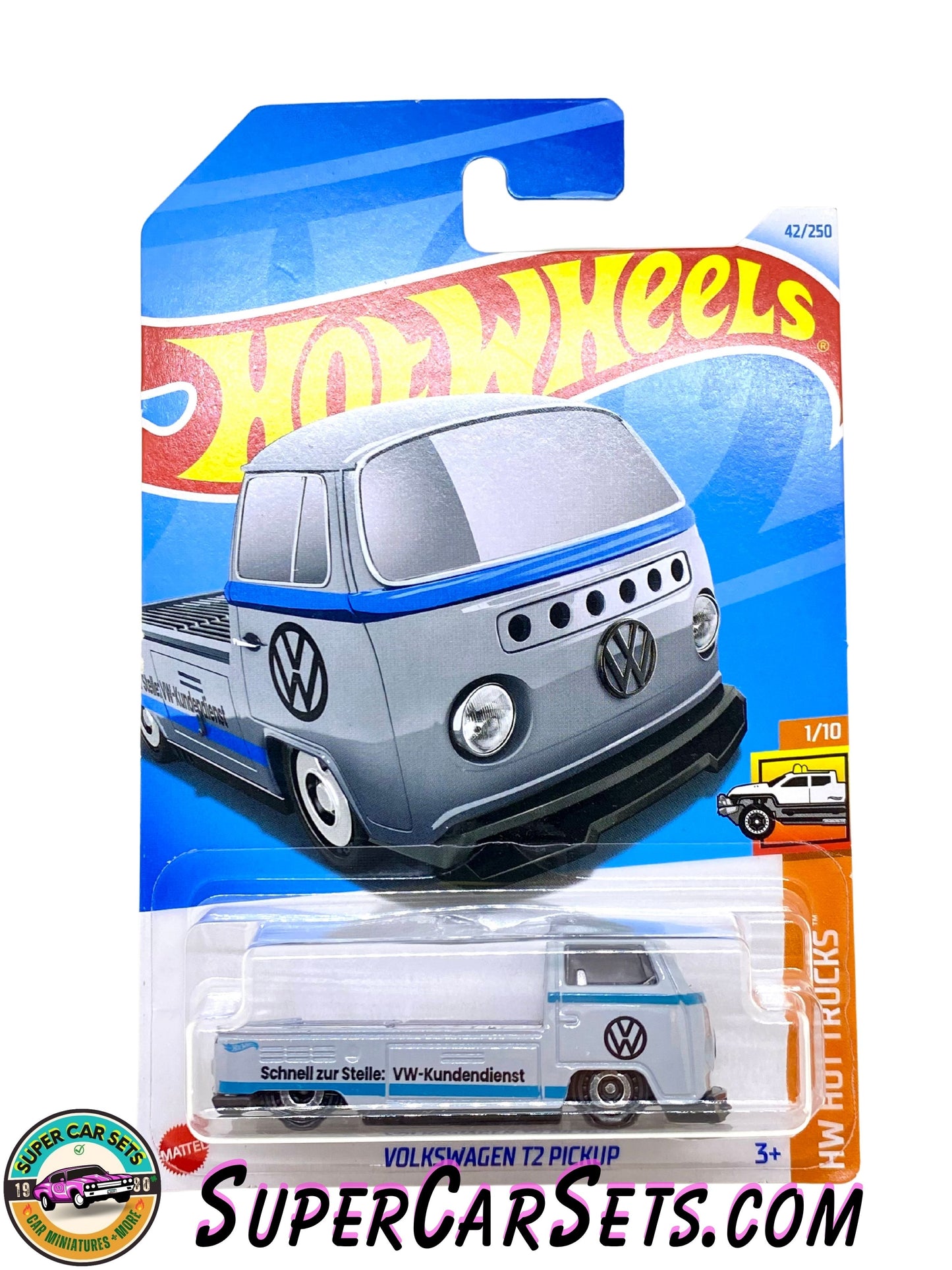 Volkswagen T2 Pickup - Hot Wheels HW Hot Trucks - 2024 (1/10) (42/250) (light grey with blue stripe)