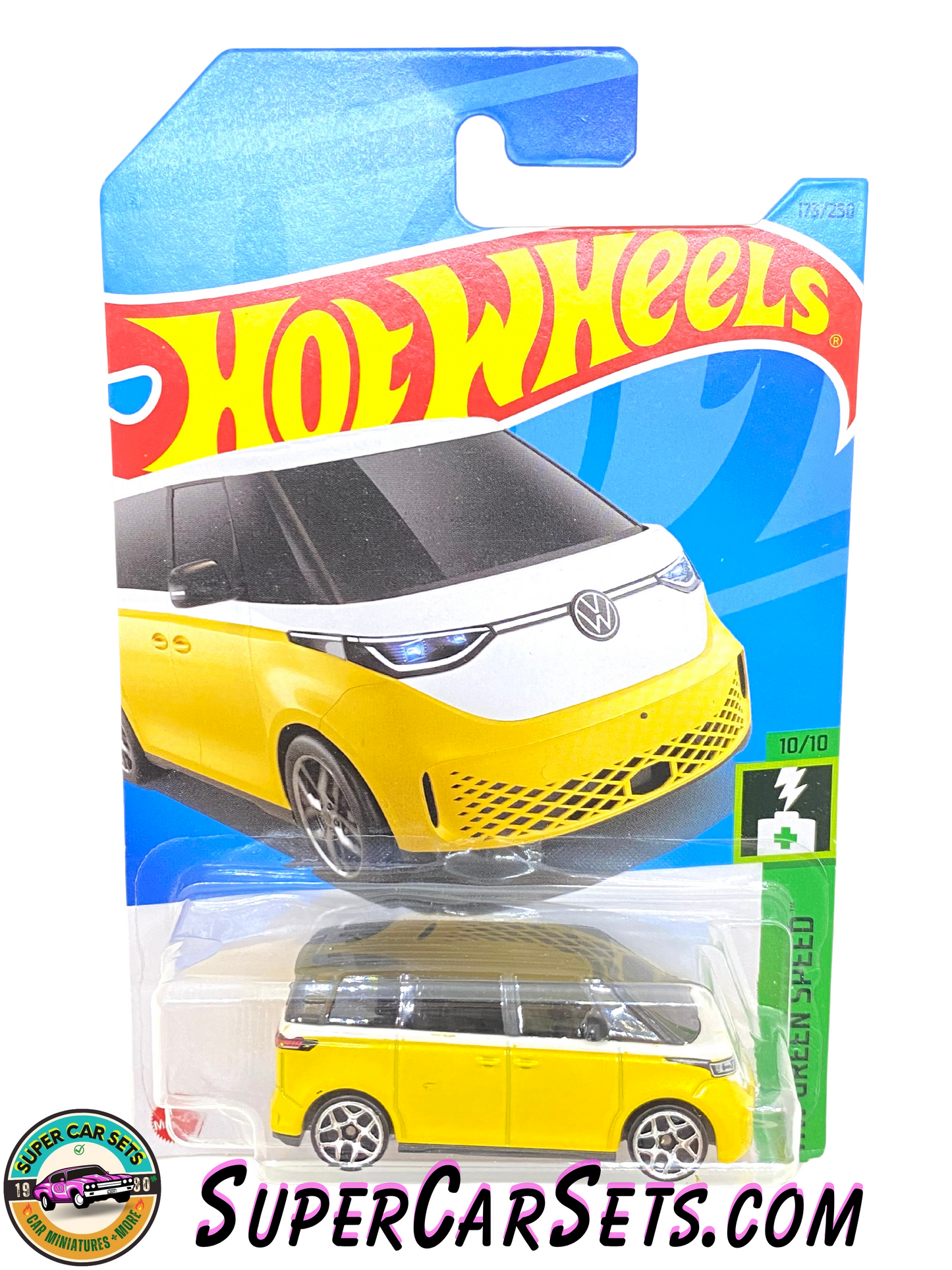 Volkswagen ID. Buzz (yellow colour) - Hot Wheels HW Green Speed 2023 (10/10) (173/250) (blister slightly bent)