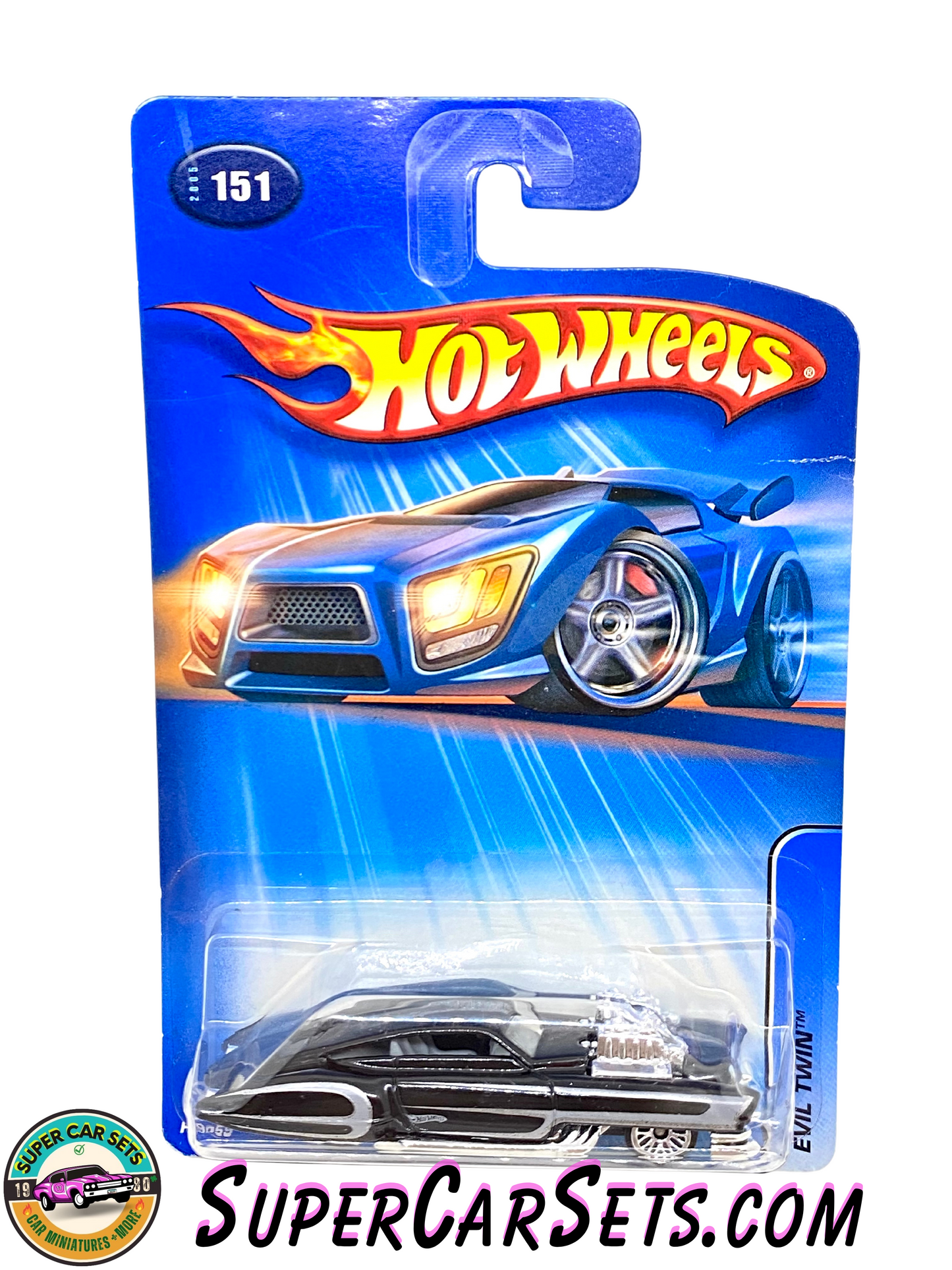 Hot Wheels (VINTAGE) (Year launched 2004) - Evil Twin (black colour) (#151) (#H9059) (card slightly damaged)