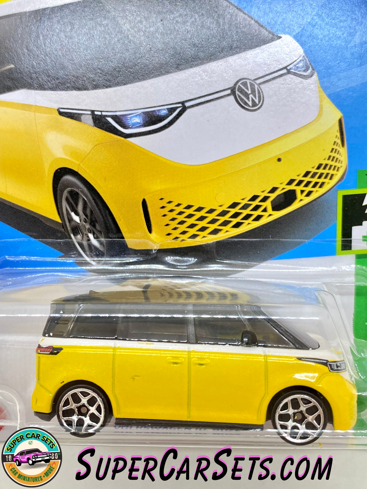 Volkswagen ID. Buzz (yellow colour) - Hot Wheels HW Green Speed 2023 (10/10) (173/250) (blister slightly bent)