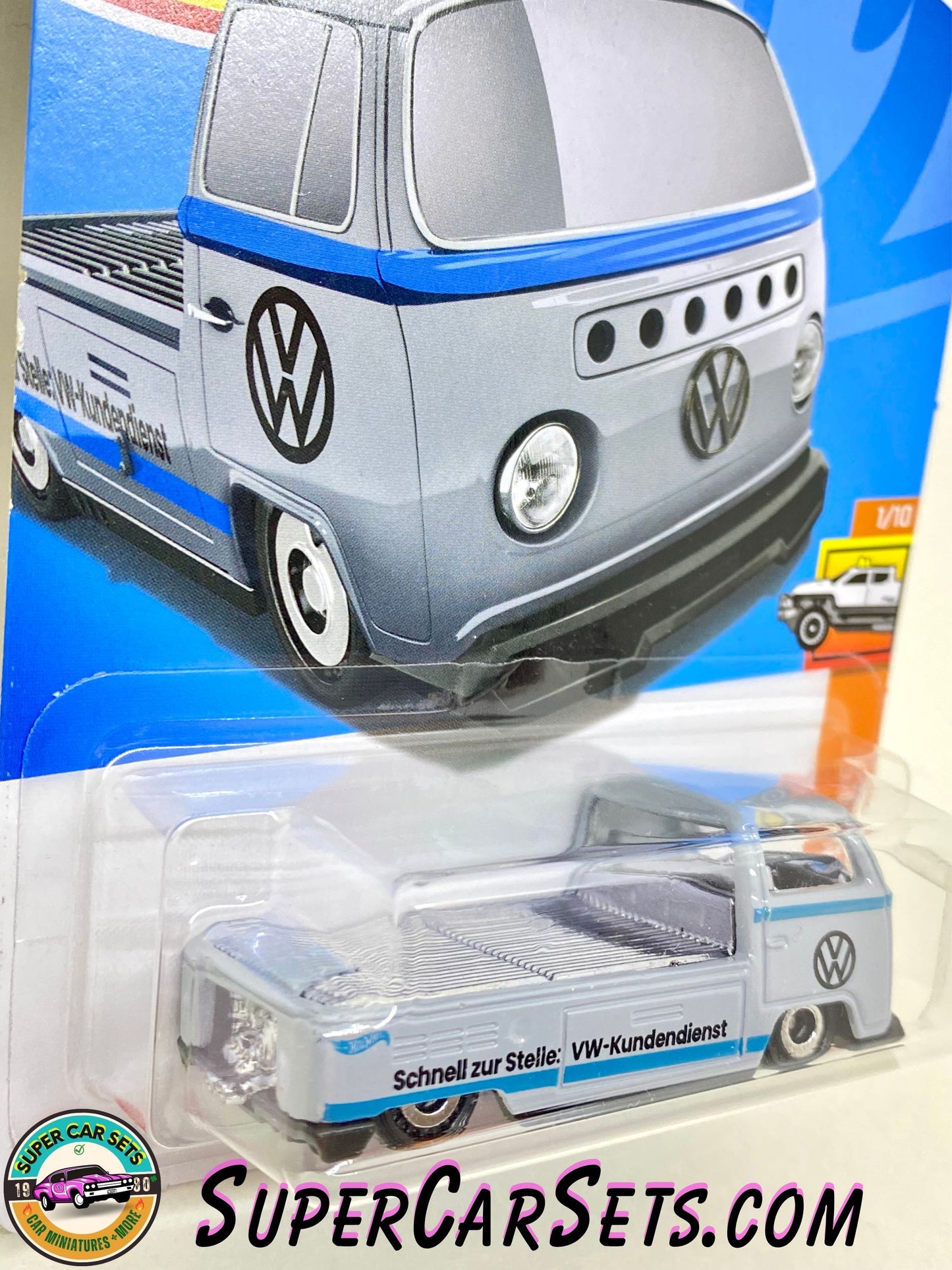 Volkswagen T2 Pickup - Hot Wheels HW Hot Trucks - 2024 (1/10) (42/250) (light grey with blue stripe)