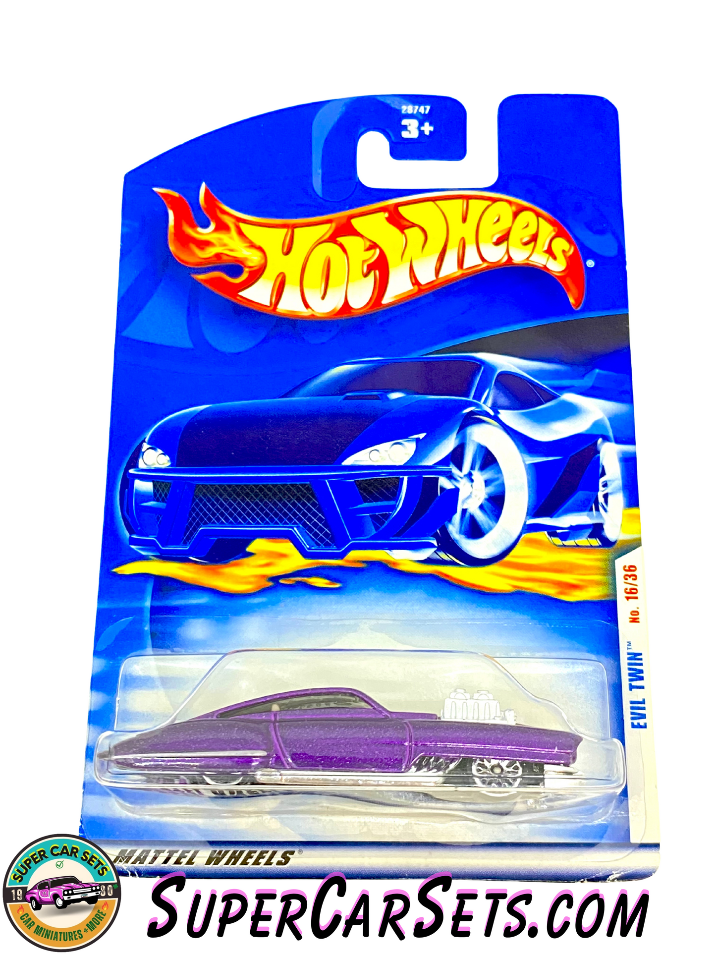 Hot Wheels (VINTAGE) (Year launched 2001) - Evil Twin (purple colour) (16/36) (#28747) (card aged)