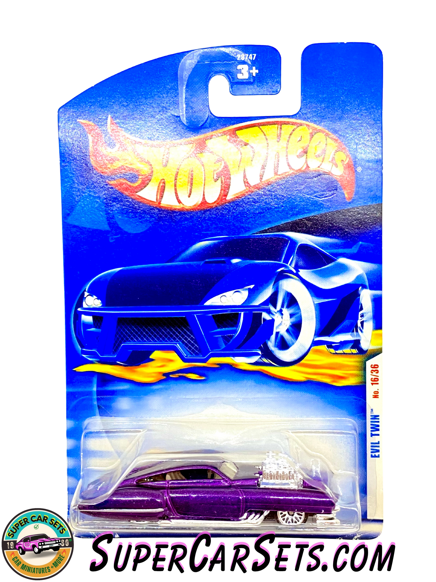 Hot Wheels (VINTAGE) (Year launched 2001) - Evil Twin (purple colour) (16/36) (#28747) (card aged)