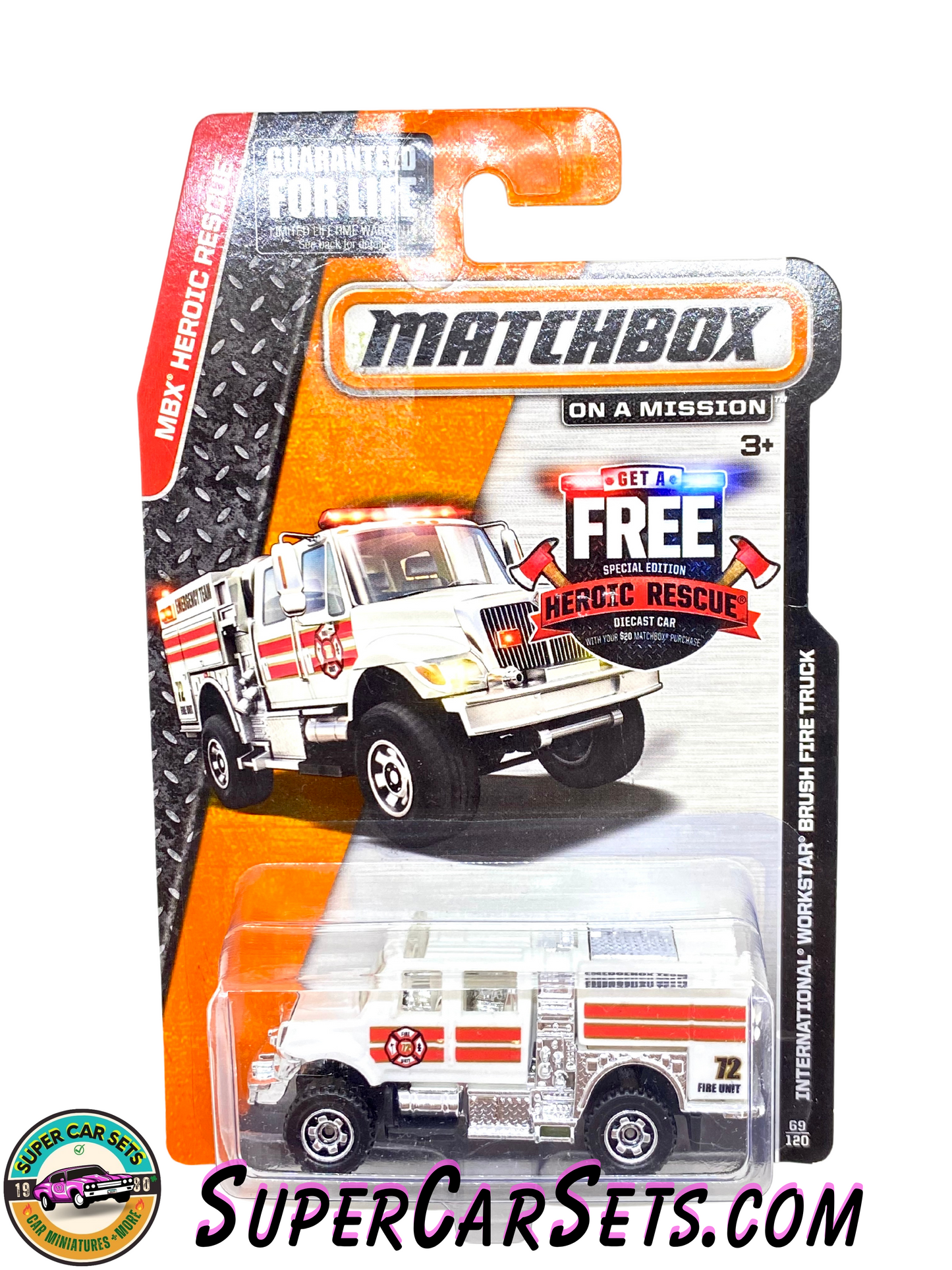 MBX Heroic Rescue - International Workstar Brush Fire  Truck (69/120) (CFW43) (Year launched 2015) (bent cart) - Matchbox