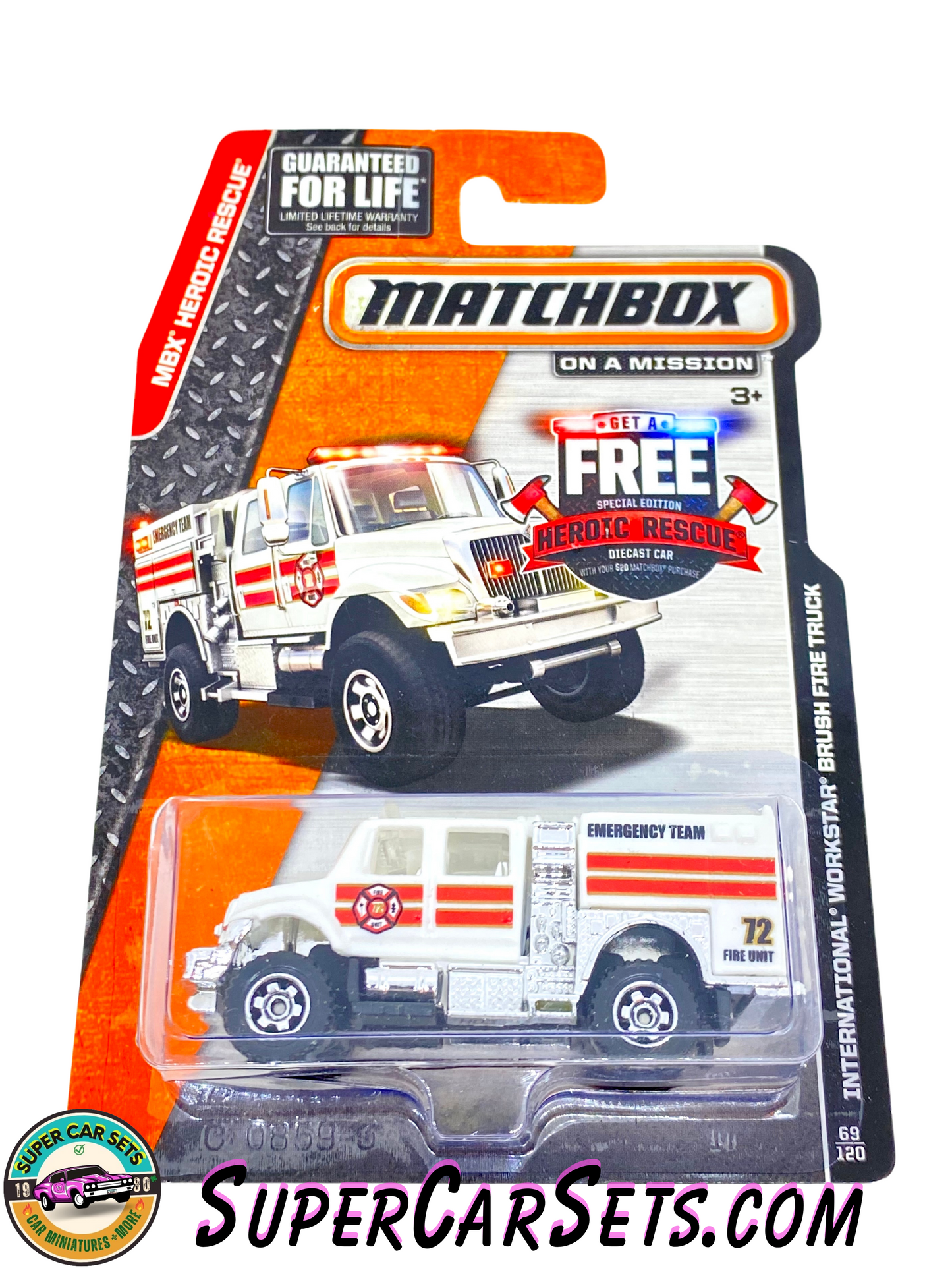 MBX Heroic Rescue - International Workstar Brush Fire  Truck (69/120) (CFW43) (Year launched 2015) (bent cart) - Matchbox