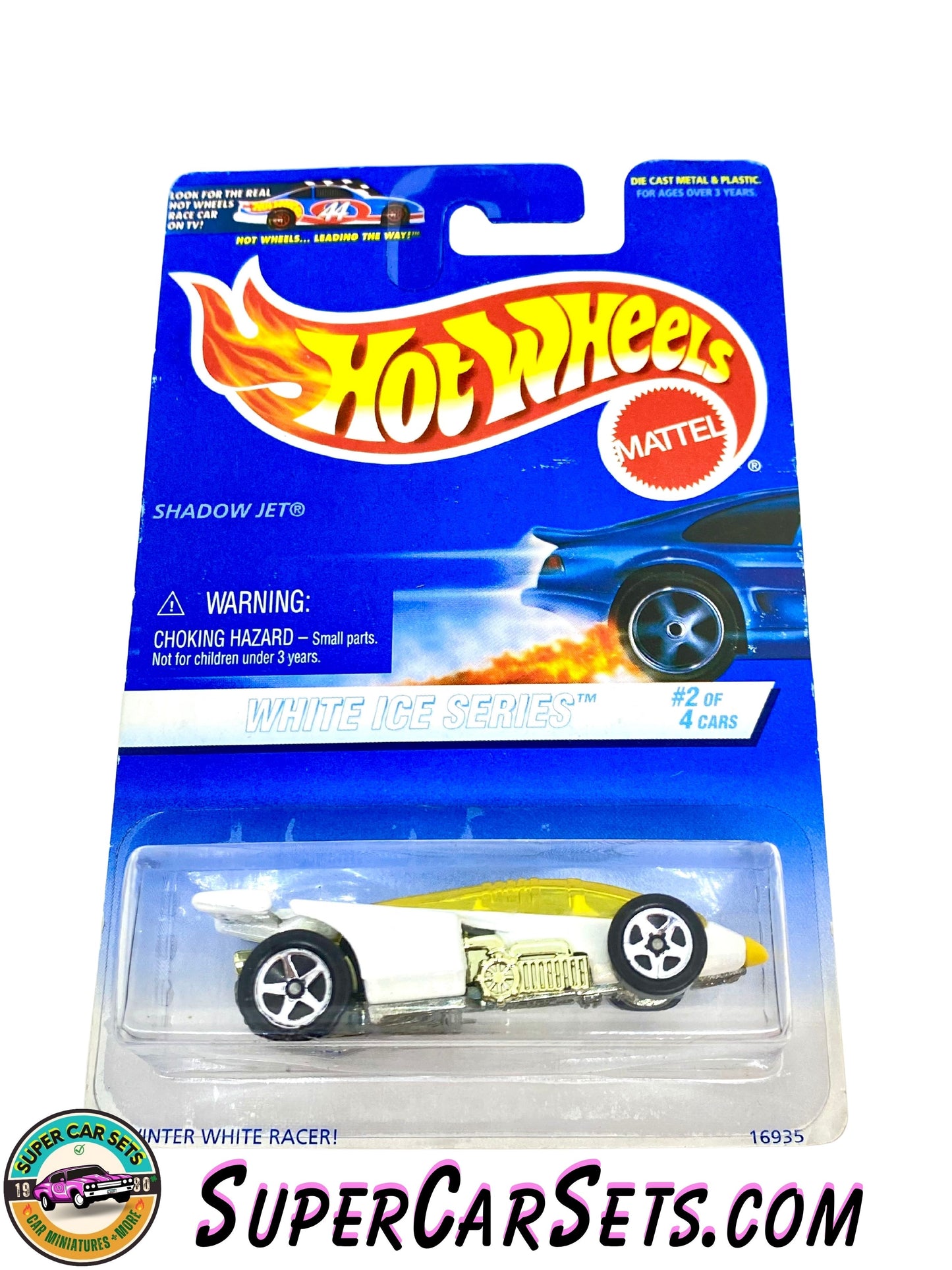 Hot Wheels (VINTAGE) (Year launched 1997) - White Ice Series (2/4) Winter White Racer! (#16935)