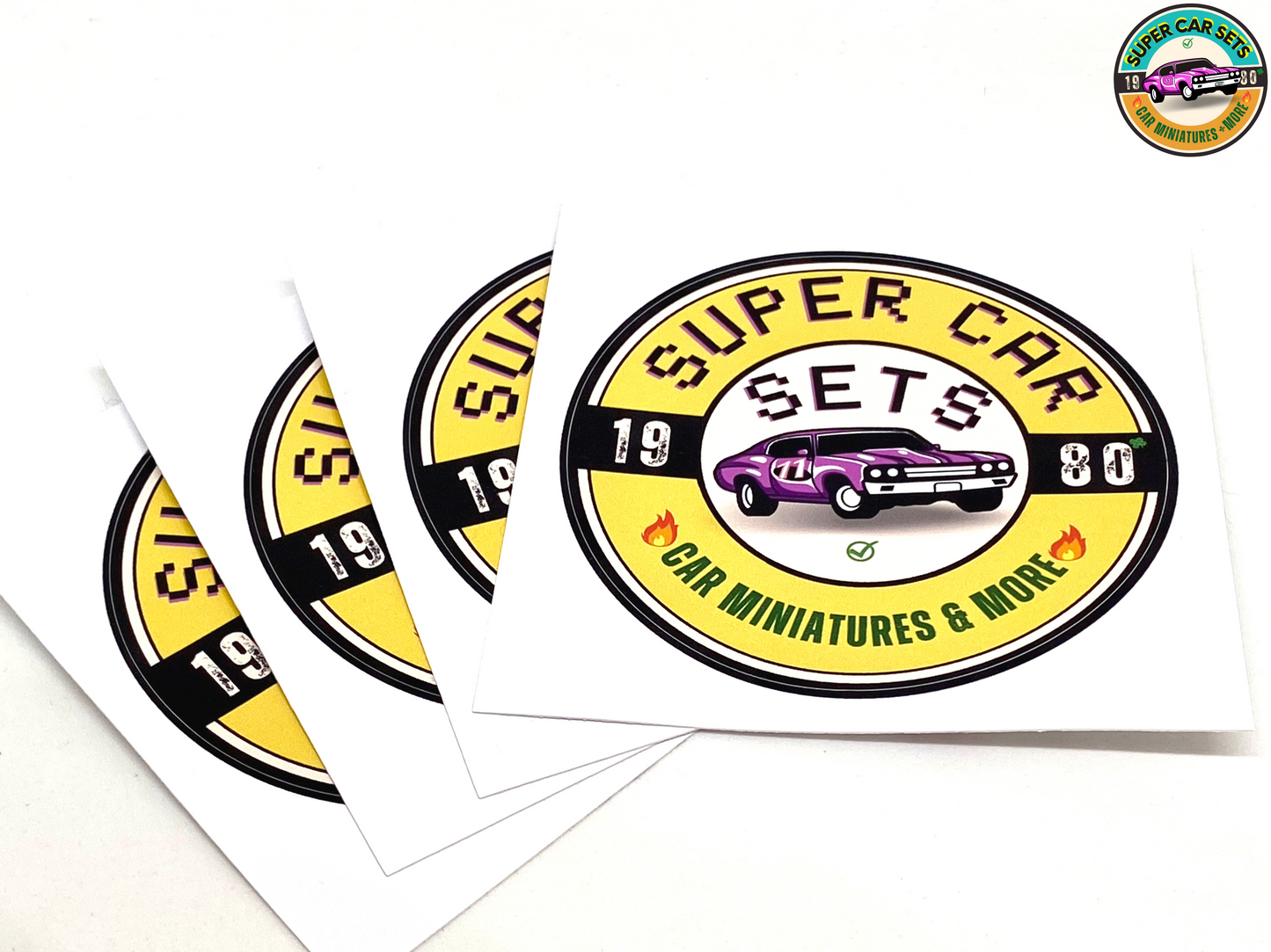 Premium Outdoor Vinyl Sticker - Super Car Sets with PVC gloss finishing - 3x3 inches (7.62x7.62cm)