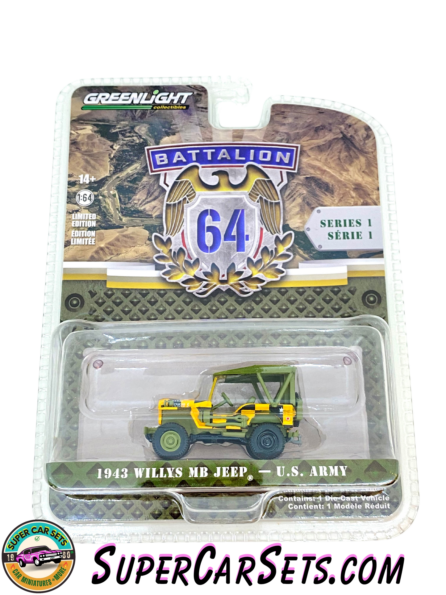 1943 Willys MB Jeep - U.S. Army - Greenlight Battalion 64 Series 1