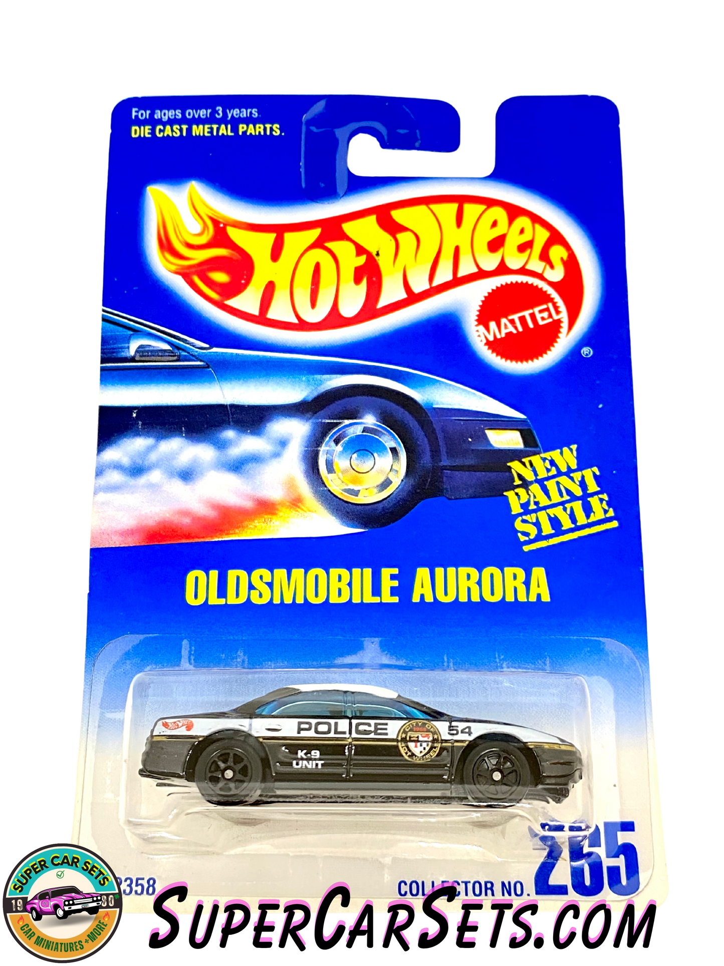 Hot Wheels (VINTAGE) (Year launched 1997) - Oldsmobile Aurora (Police #54) (#265) (#12358)