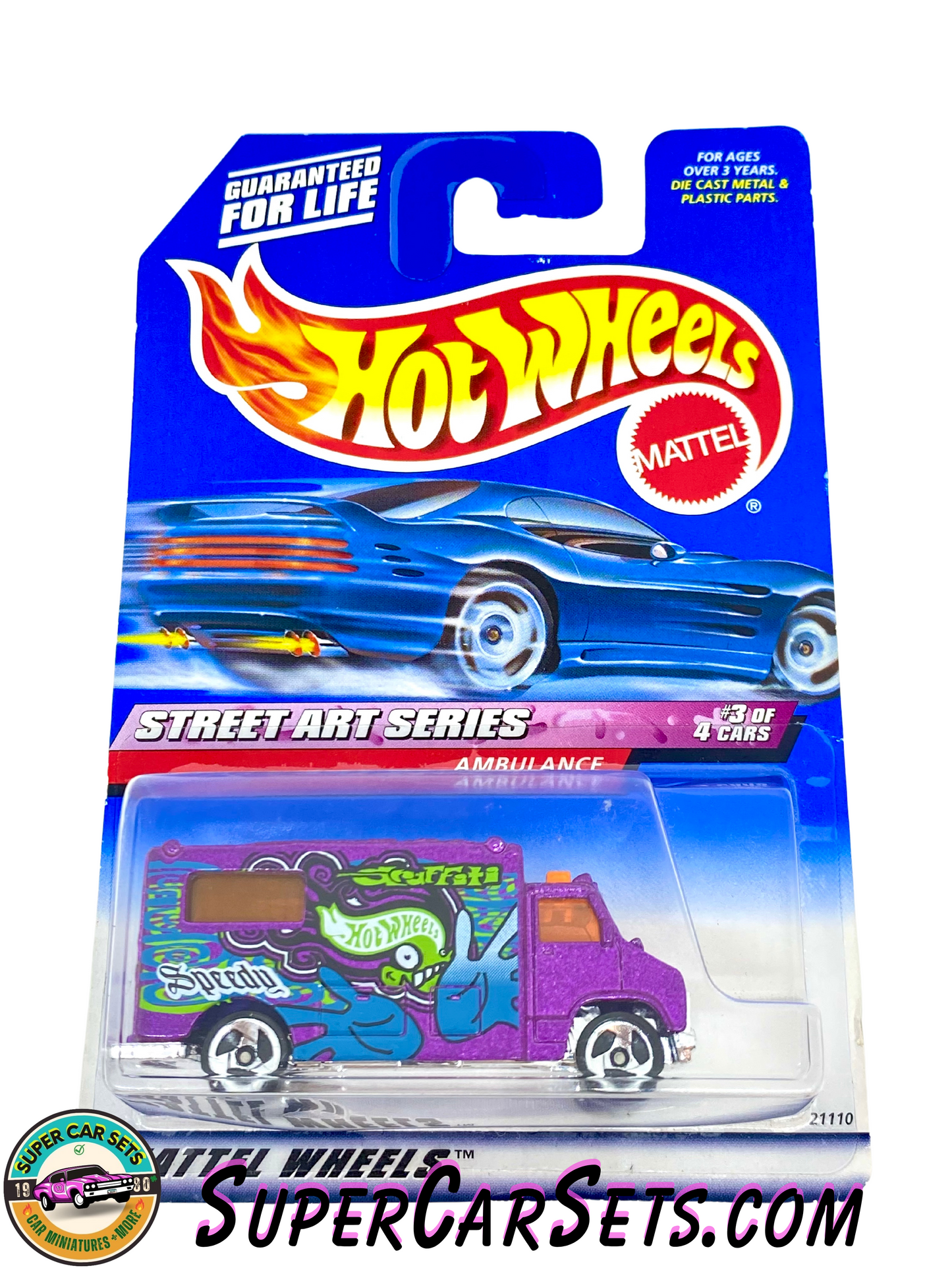 Hot Wheels (VINTAGE) (Year launched 1998) - Street Art Series (3/4) - Ambulance (#21110) (Card slightly damaged)