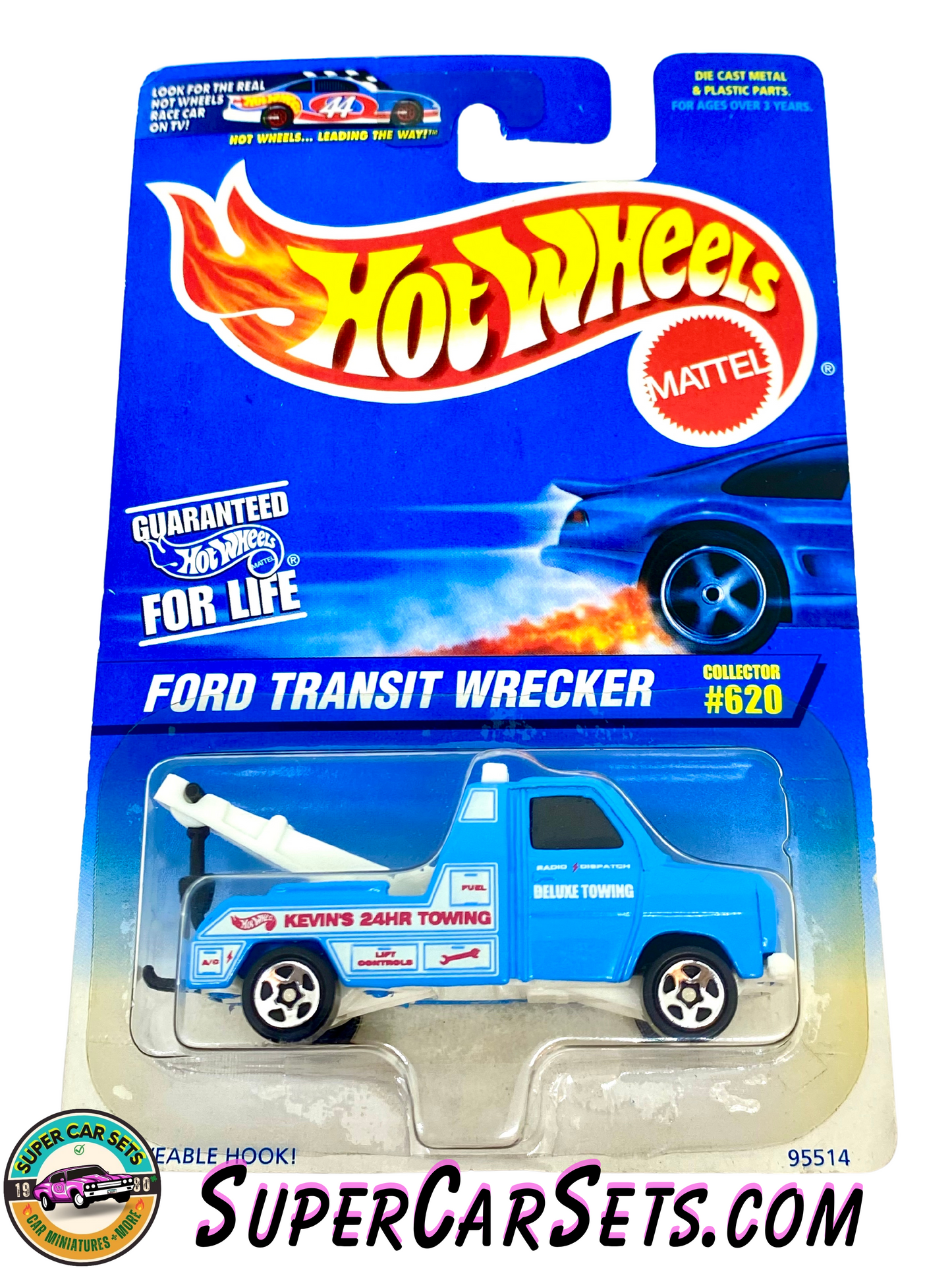 Hot Wheels (VINTAGE) (Year launched 1997) - Ford Transit Wrecker  (#620) ("Kevin’s 24hr Towing”)