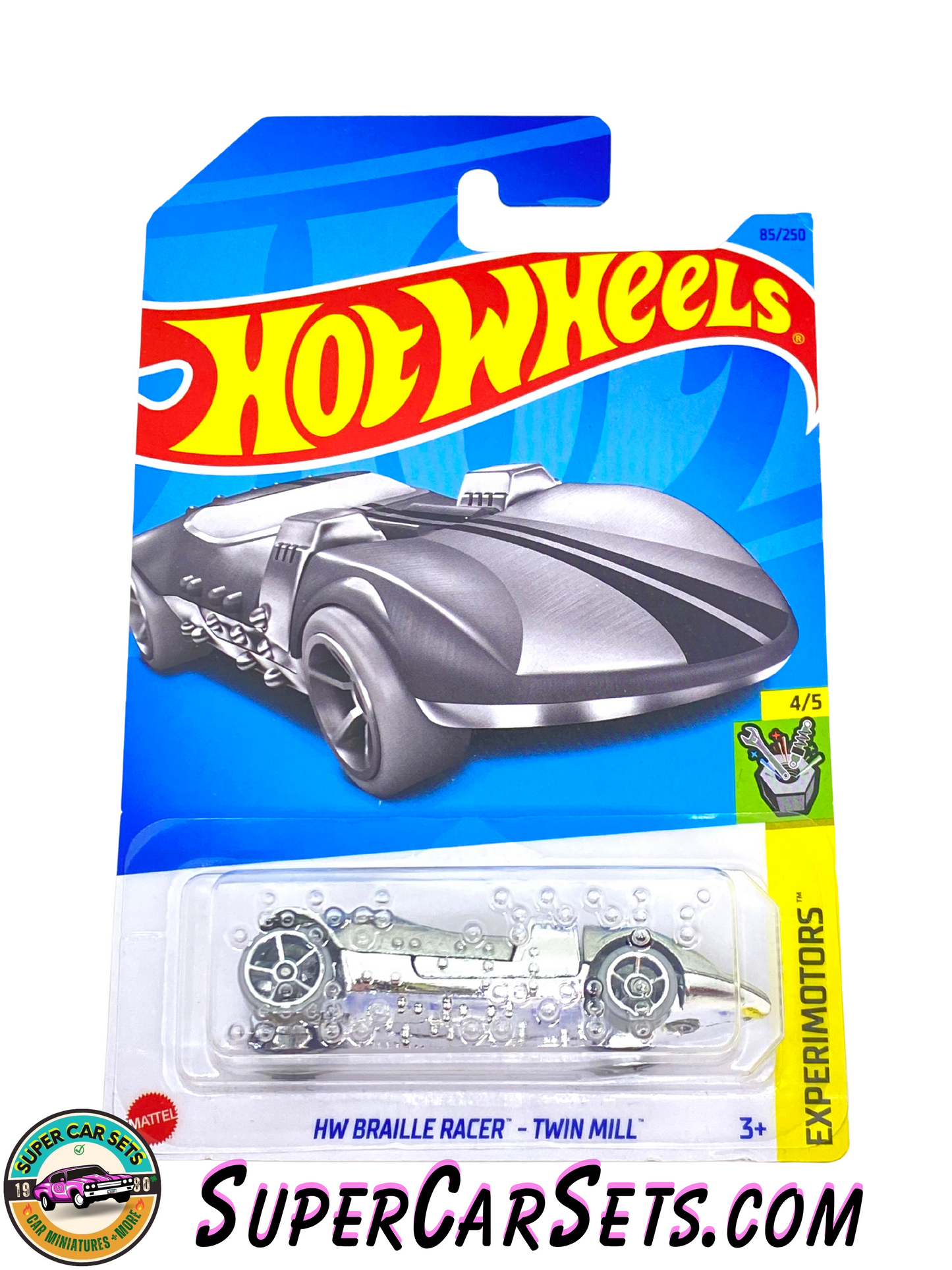 HW Braille Racer - Twin Mill (silver colour) - Hot Wheels Experimotors (4/5) (85/250)