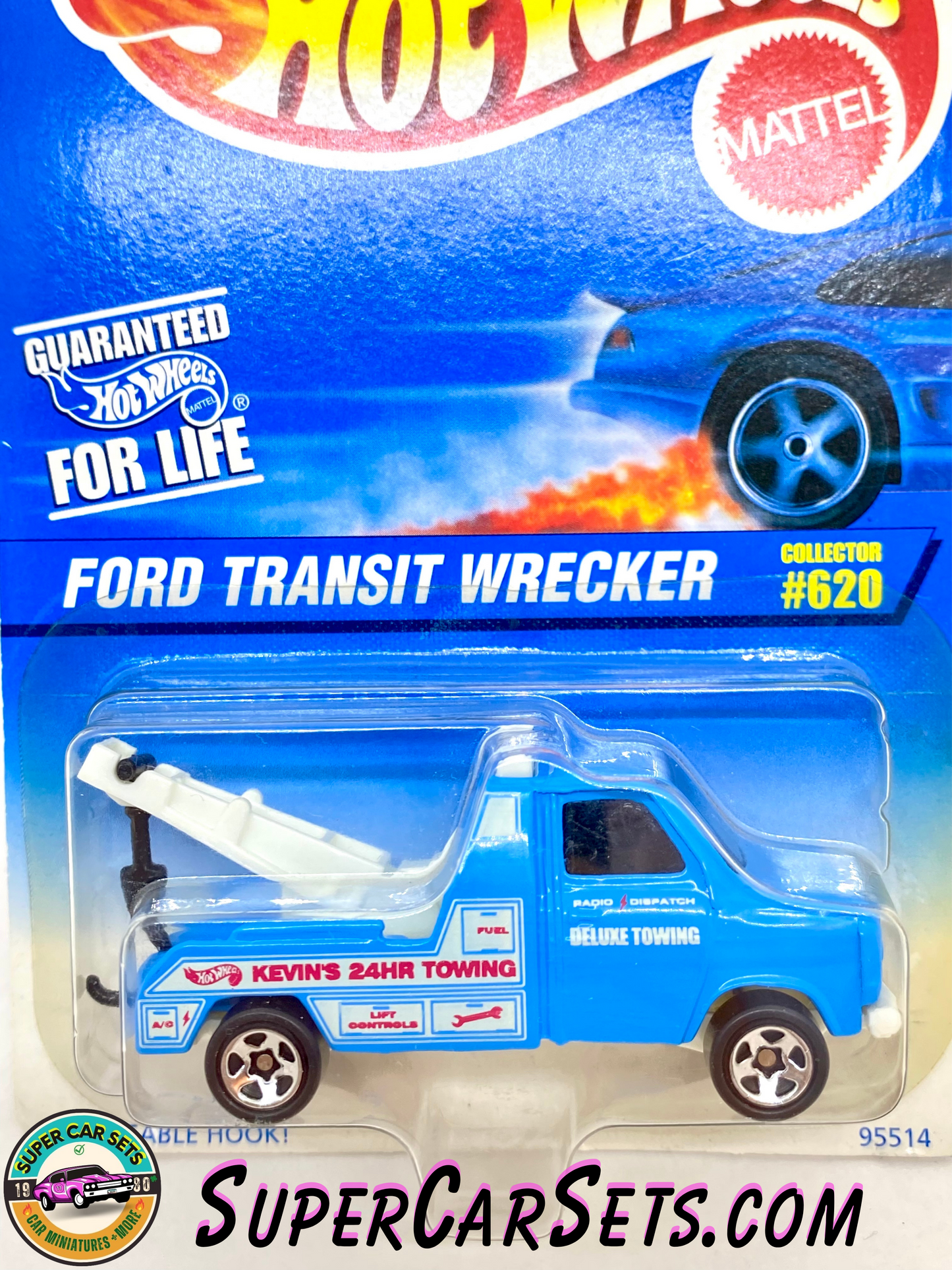 Hot Wheels (VINTAGE) (Year launched 1997) - Ford Transit Wrecker  (#620) ("Kevin’s 24hr Towing”)