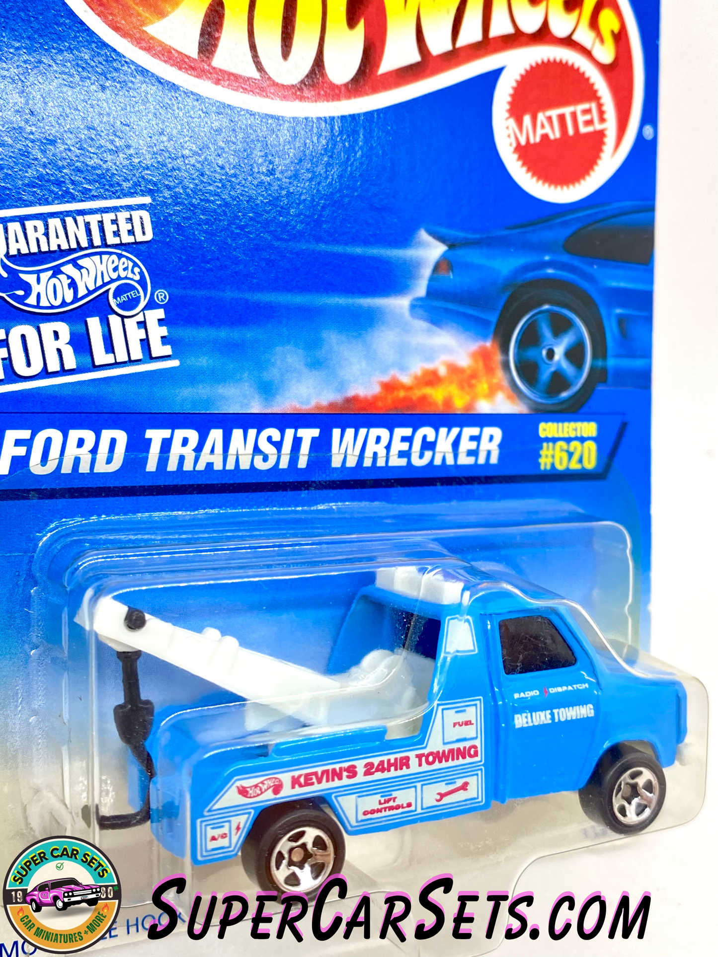 Hot Wheels (VINTAGE) (Year launched 1997) - Ford Transit Wrecker  (#620) ("Kevin’s 24hr Towing”)