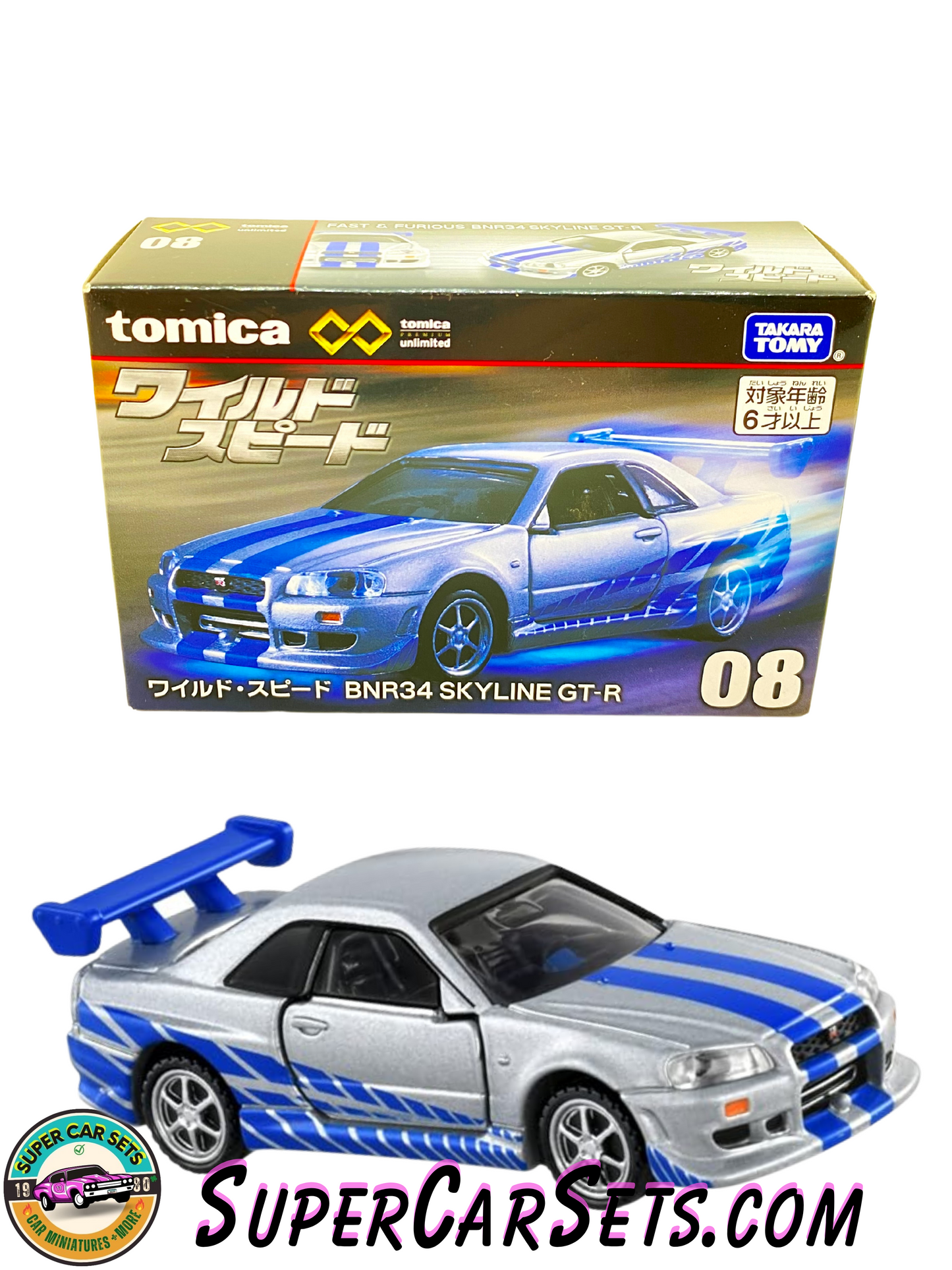 Fast and Furious BNR34 Skyline GT-R (1:64 scale) - Tomica Premium Unlimited (#08)