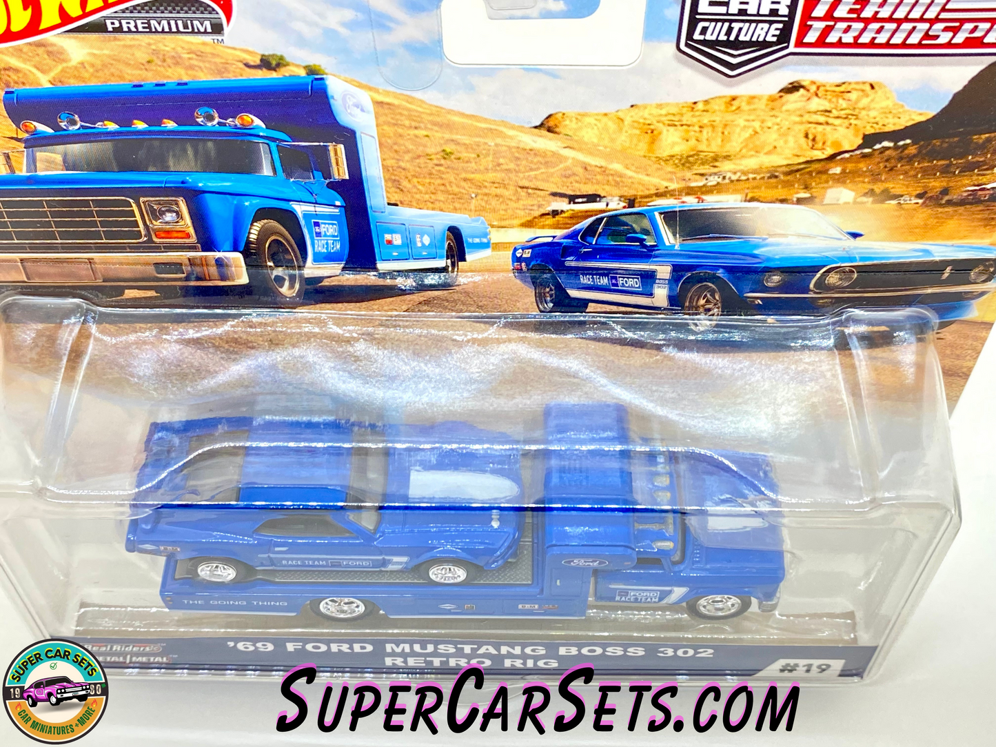 69 Ford Mustang Boss 302 Retro Rig - Hot Wheels Team Transport (#19)