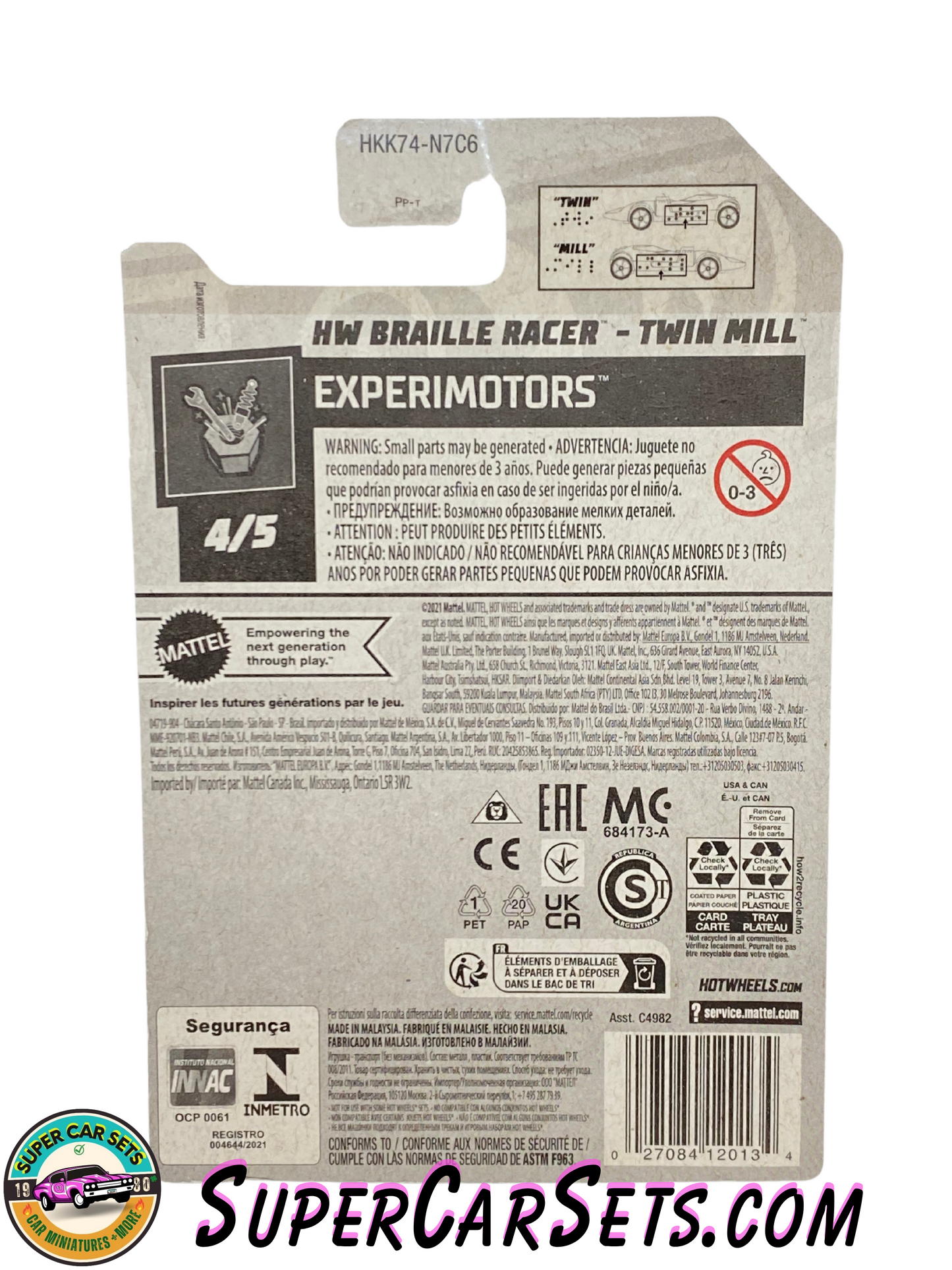 HW Braille Racer - Twin Mill (silver colour) - Hot Wheels Experimotors (4/5) (85/250)