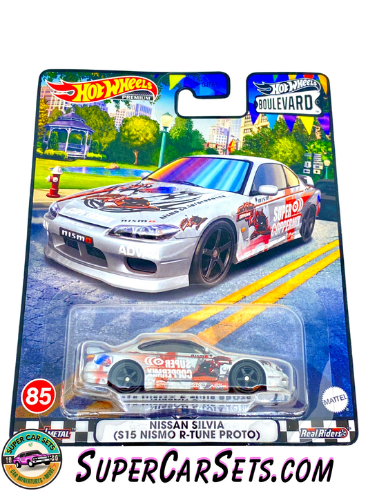 Nissan Silvia (S15 Niscom R-Tune Proto) (car in perfect condition, side card cracked) - Hot Wheels Premium Boulevard #85