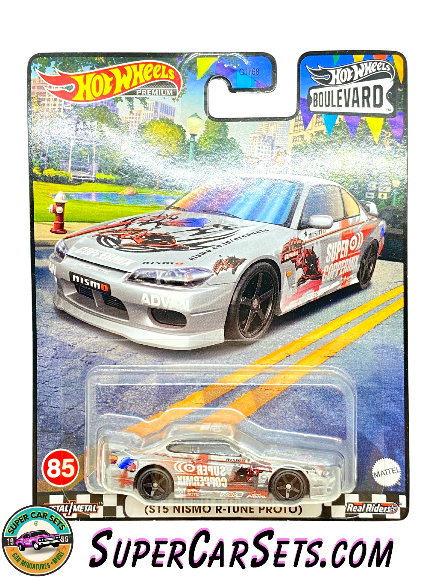 Nissan Silvia (S15 Niscom R-Tune Proto) (car in perfect condition, side card cracked) - Hot Wheels Premium Boulevard #85