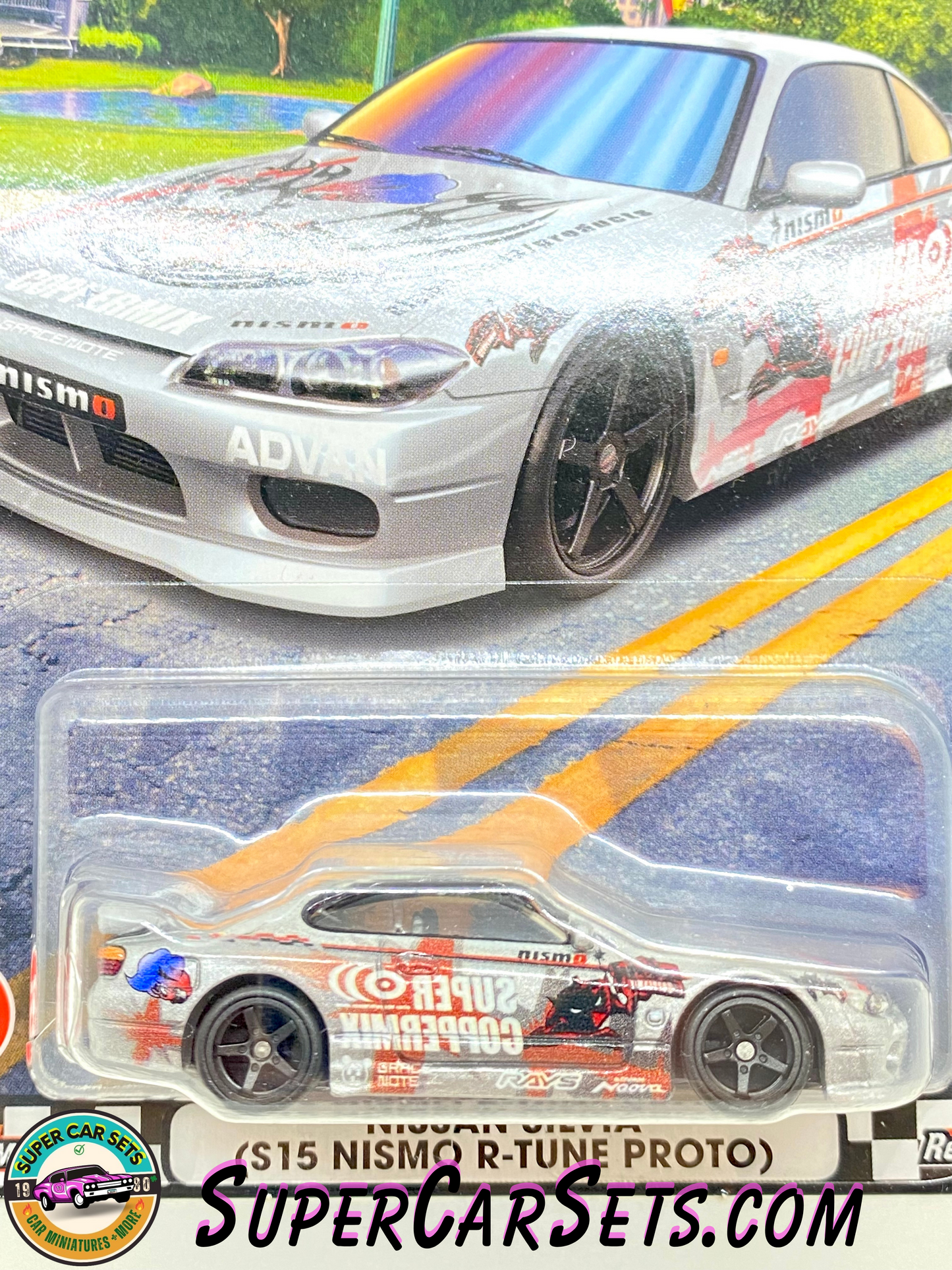 Nissan Silvia (S15 Niscom R-Tune Proto) (car in perfect condition, side card cracked) - Hot Wheels Premium Boulevard #85