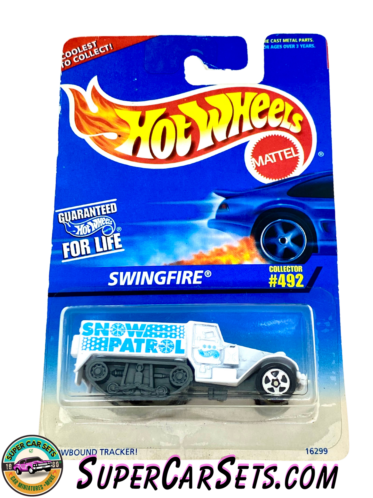 Hot Wheels (Year launched 1996) Swingfire (#16299) (#492) Snowbound Tracker! (Aged Card)