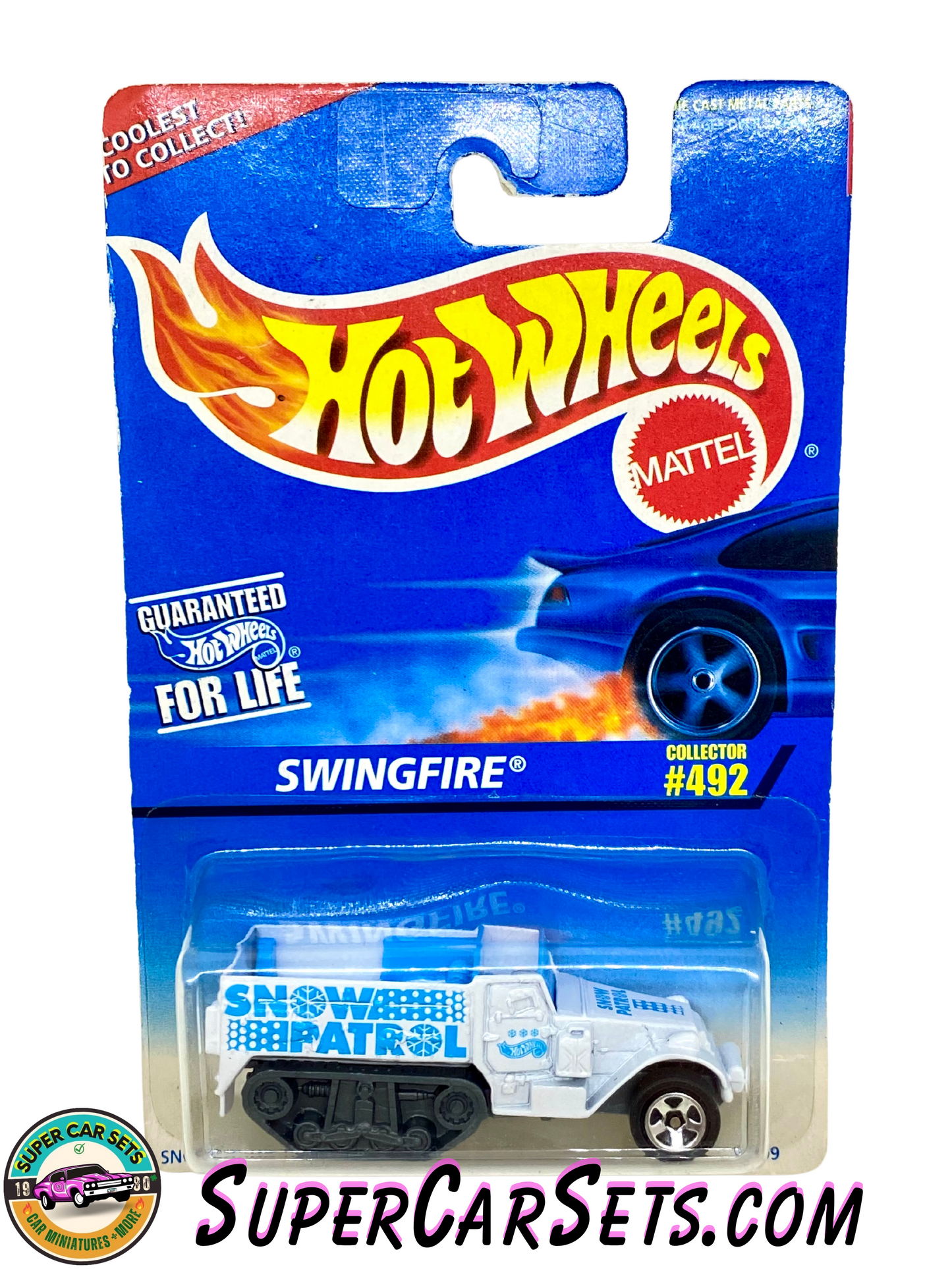 Hot Wheels (Year launched 1996) Swingfire (#16299) (#492) Snowbound Tracker! (Aged Card)