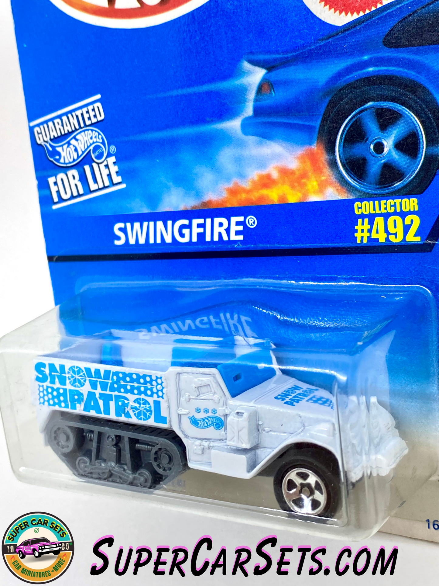 Hot Wheels (Year launched 1996) Swingfire (#16299) (#492) Snowbound Tracker! (Aged Card)