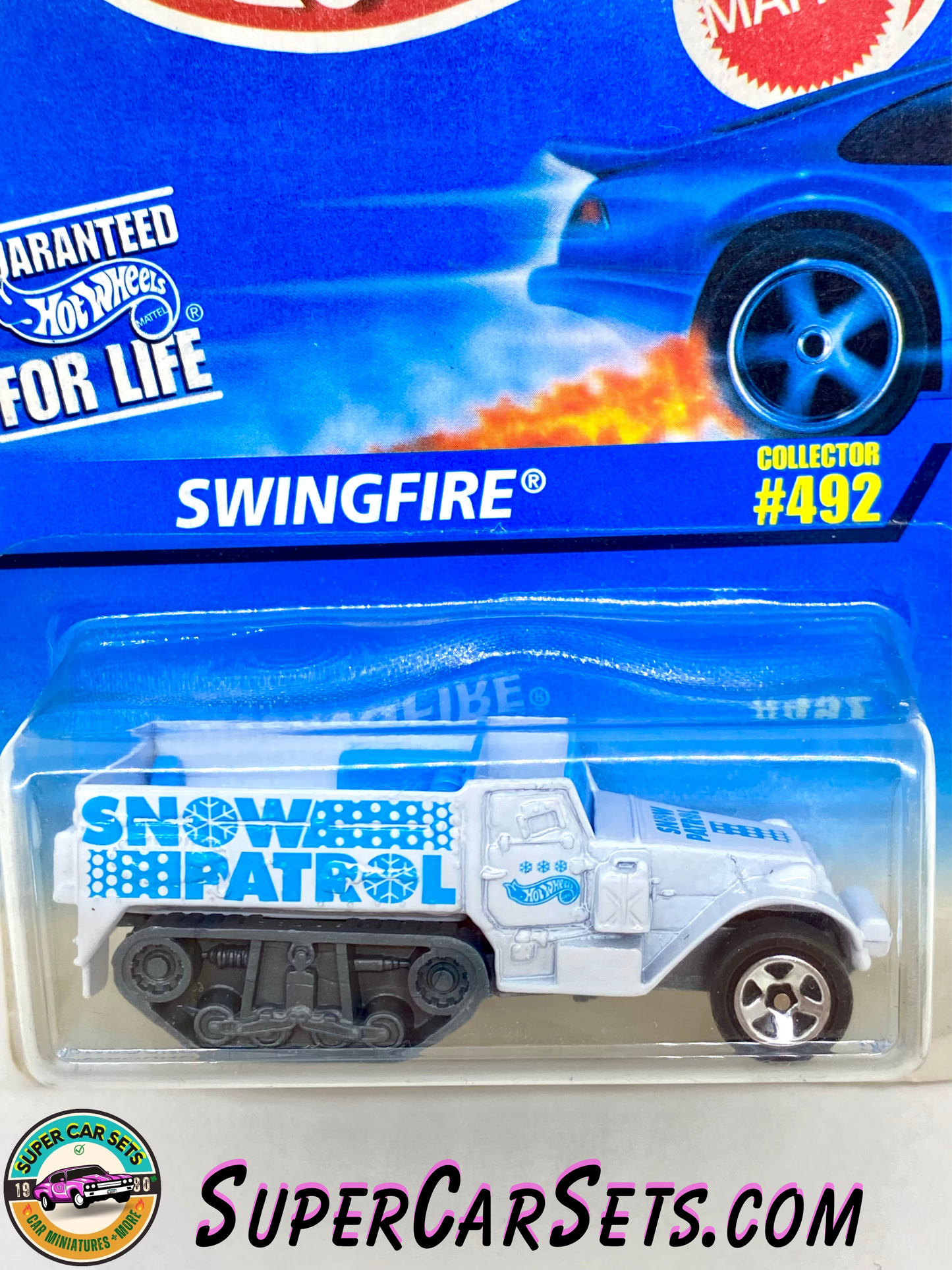 Hot Wheels (Year launched 1996) Swingfire (#16299) (#492) Snowbound Tracker! (Aged Card)