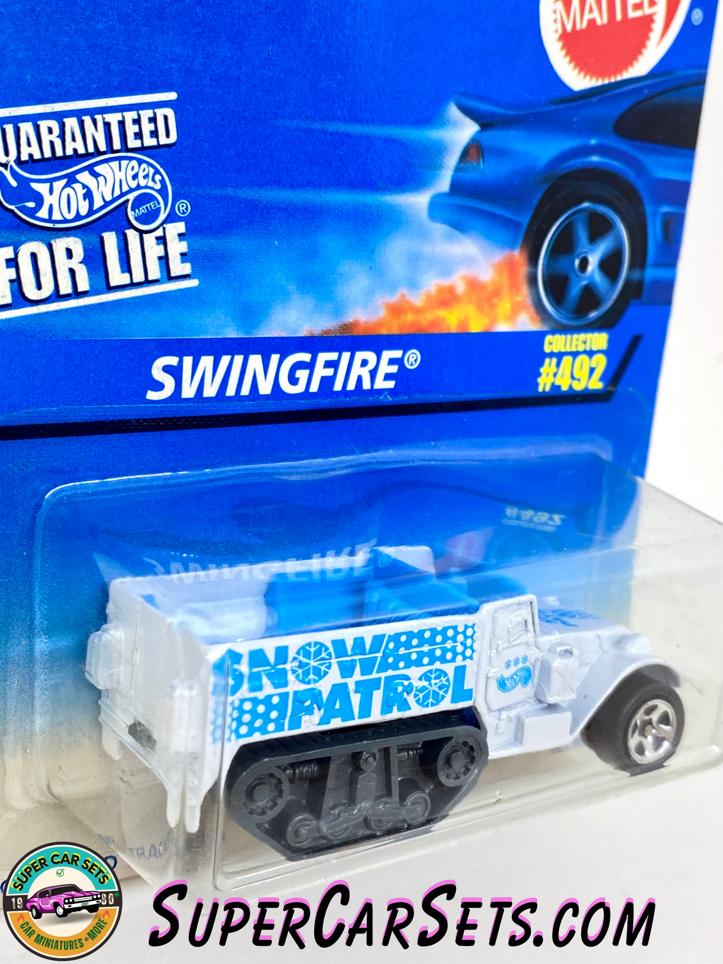 Hot Wheels (Year launched 1996) Swingfire (#16299) (#492) Snowbound Tracker! (Aged Card)