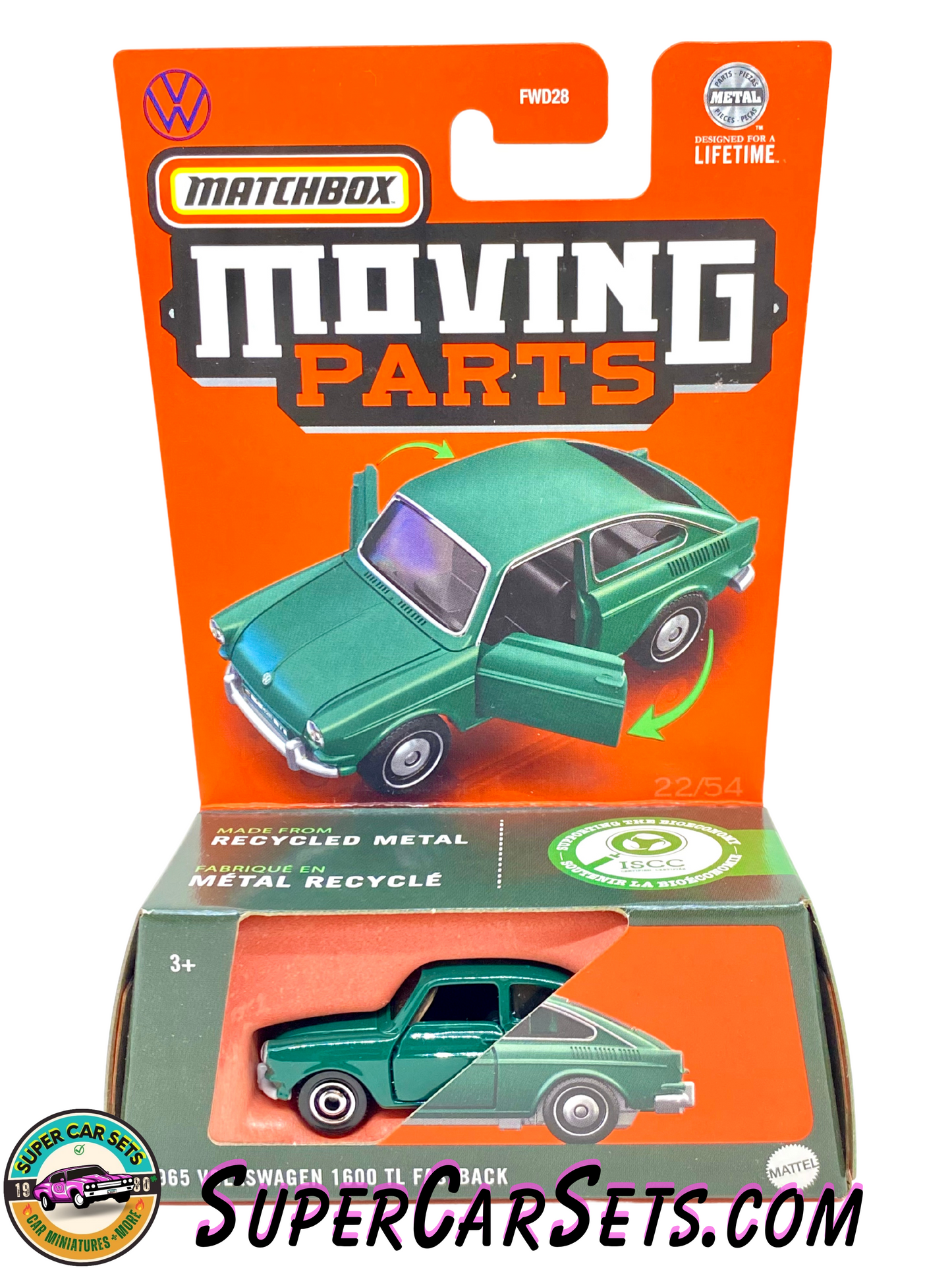 1965 Volkswagen 1600 TL Fastback (green colour) - Matchbox Moving Parts