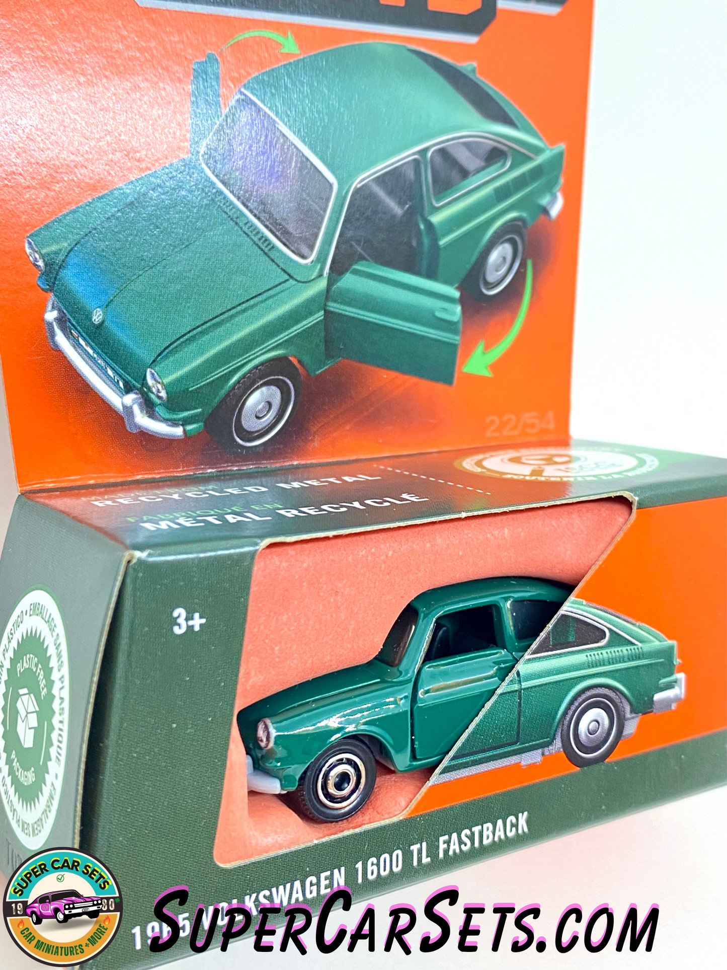 1965 Volkswagen 1600 TL Fastback (green colour) - Matchbox Moving Parts