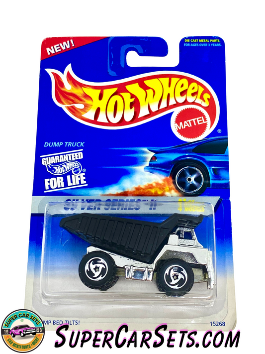 Hot Wheels (VINTAGE) (Year launched 1996) - Silver Series II (1/4) Dump Truck (#15268) (Dump Bed Tilts) (#420) (Card slightly damaged)